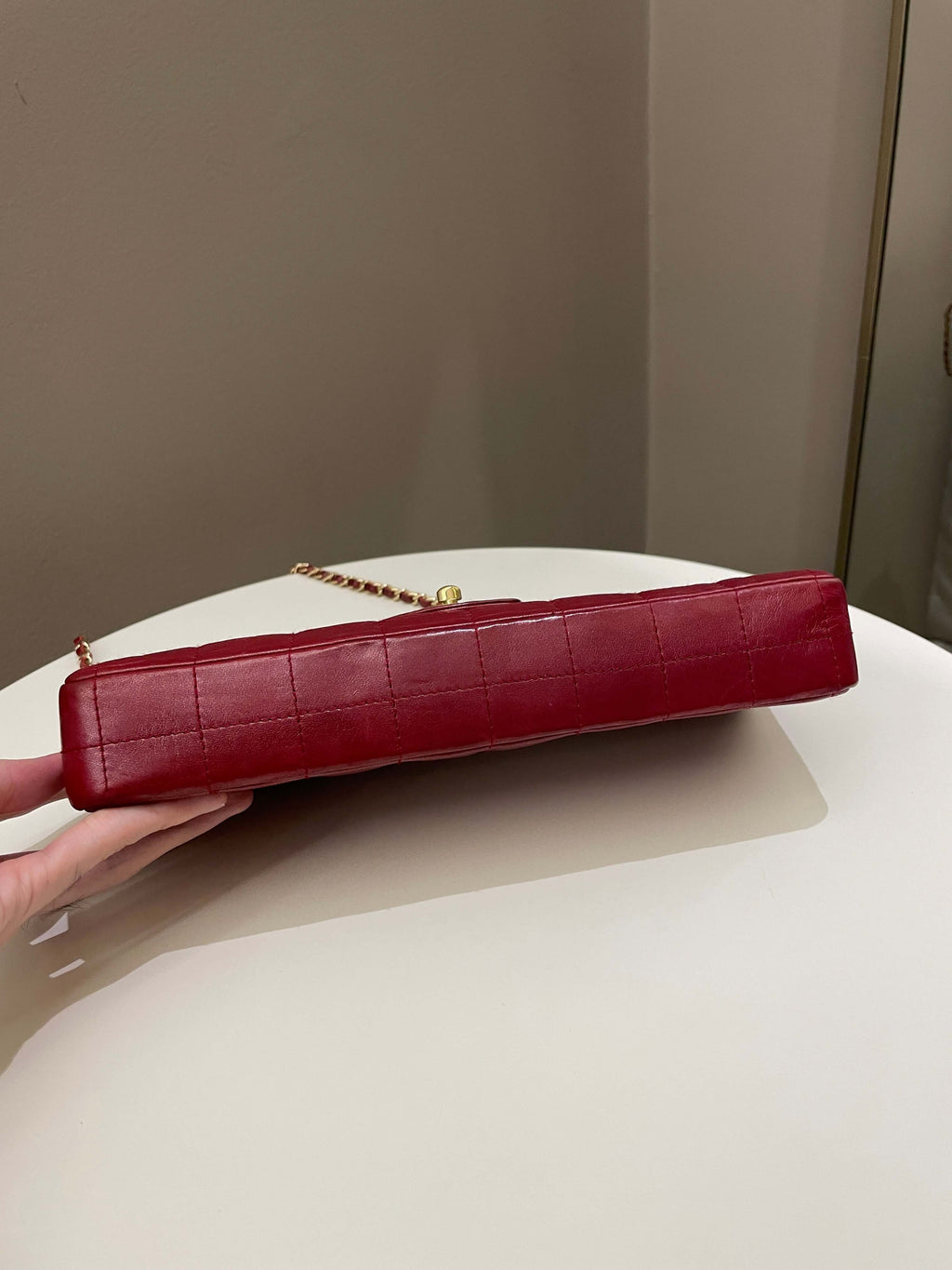 Chanel Chocolate Bar Flap Dark Red Lambskin