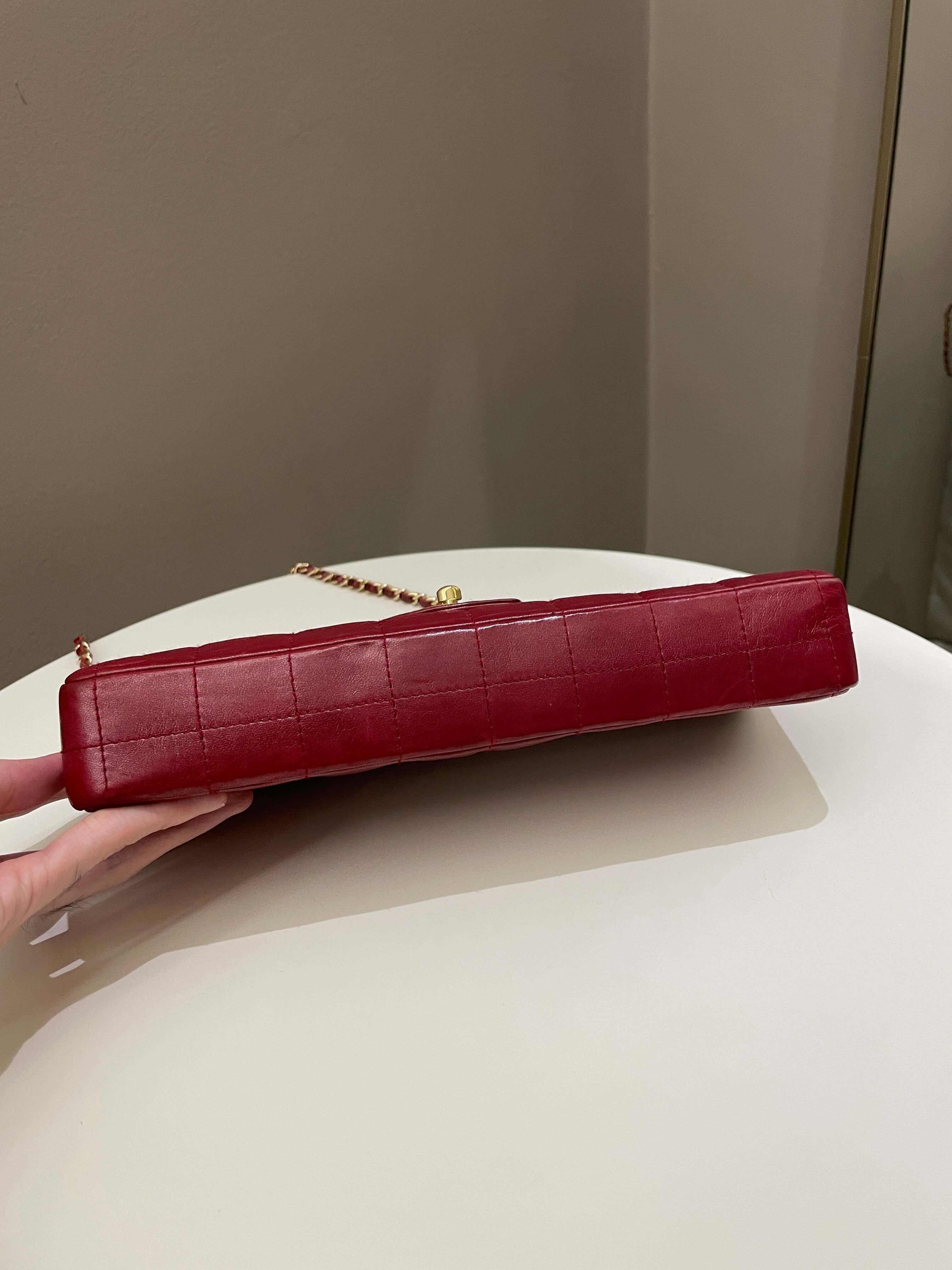 Chanel Chocolate Bar Flap Dark Red Lambskin