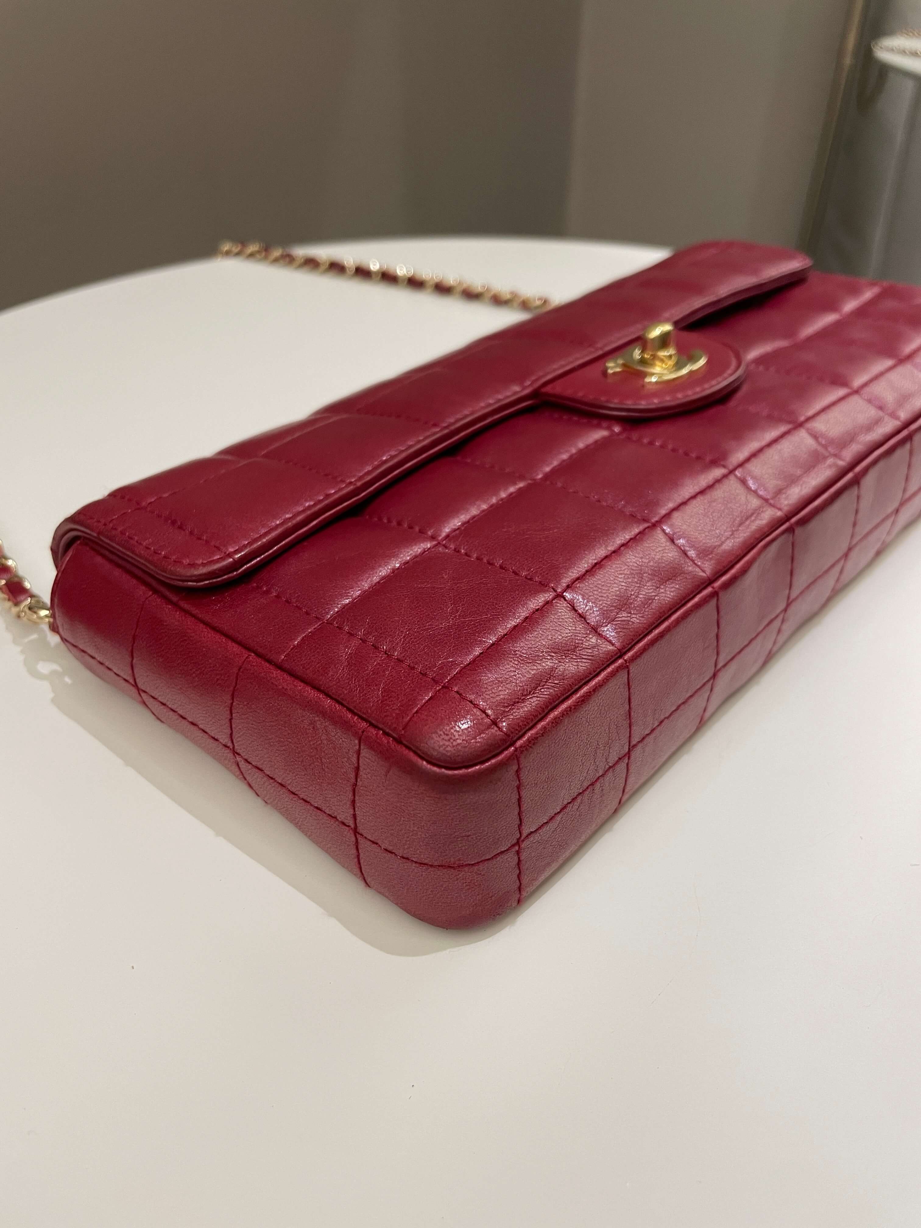 Chanel Chocolate Bar Flap Dark Red Lambskin