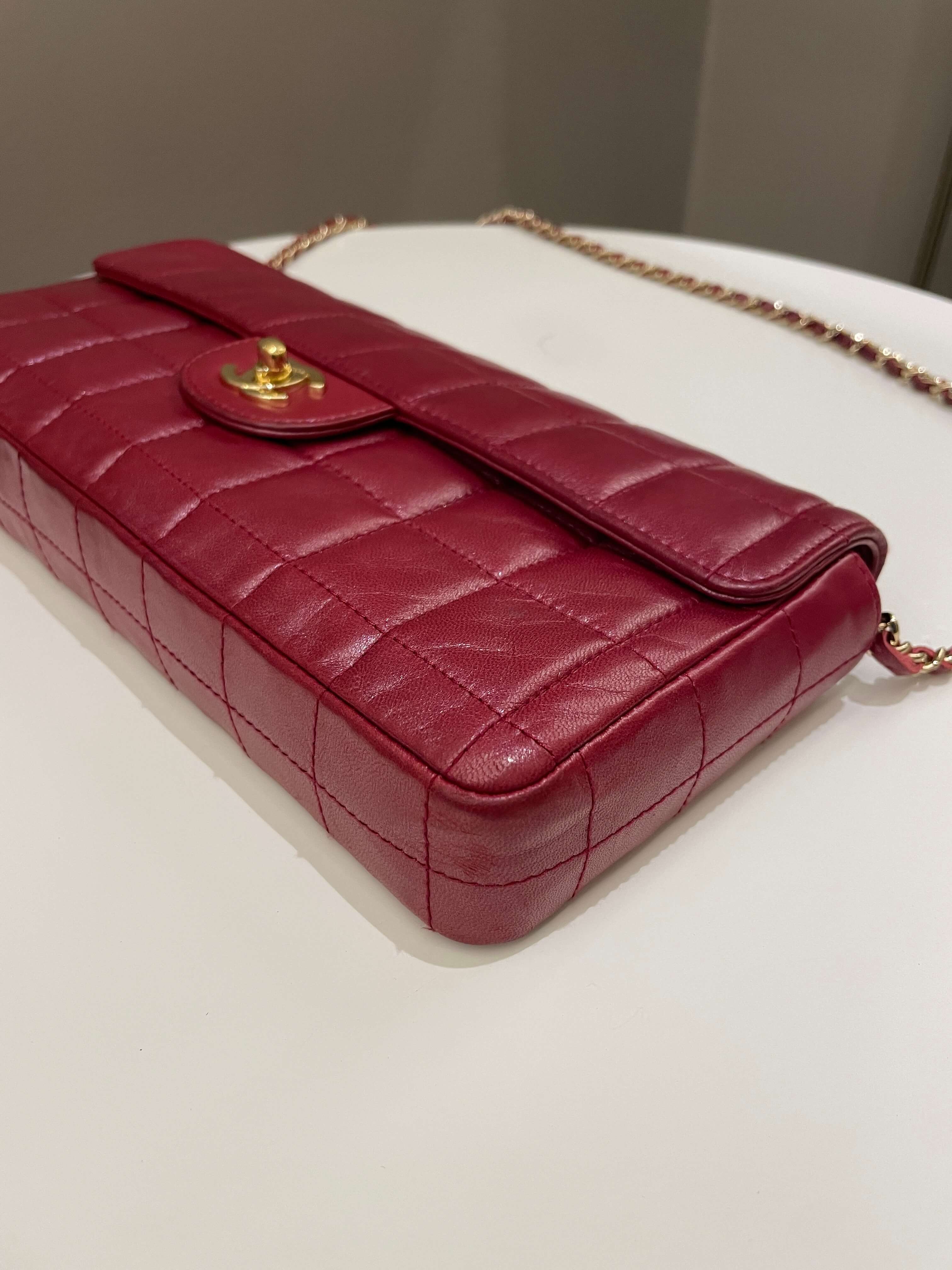 Chanel Chocolate Bar Flap Dark Red Lambskin