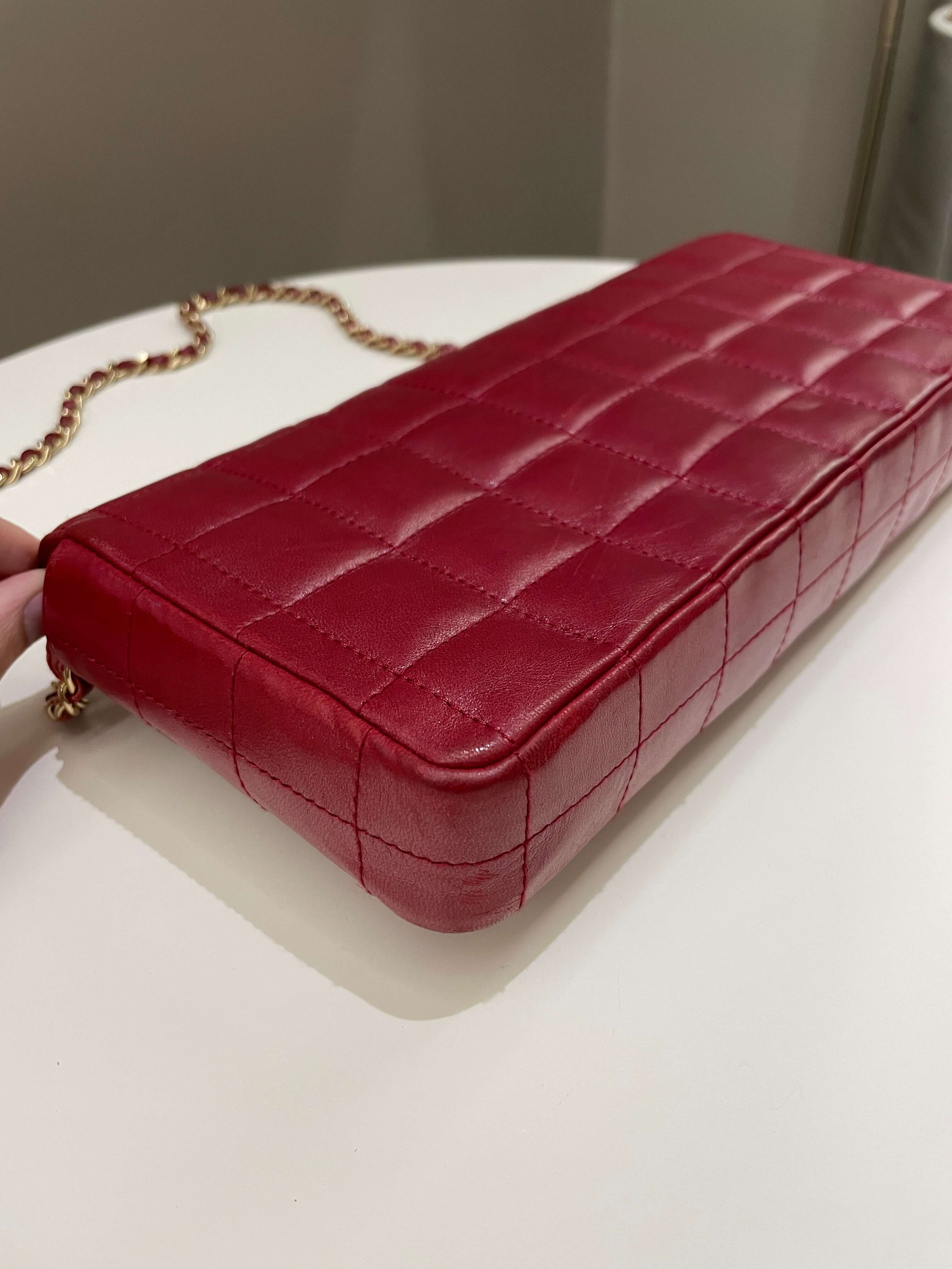 Chanel Chocolate Bar Flap Dark Red Lambskin