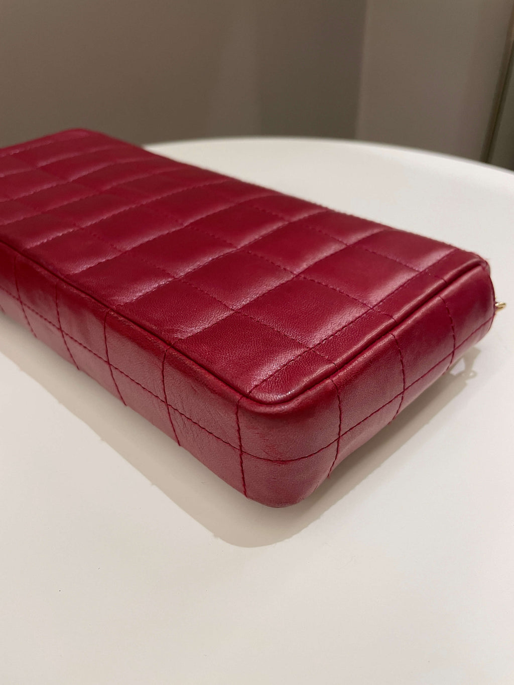 Chanel Chocolate Bar Flap Dark Red Lambskin