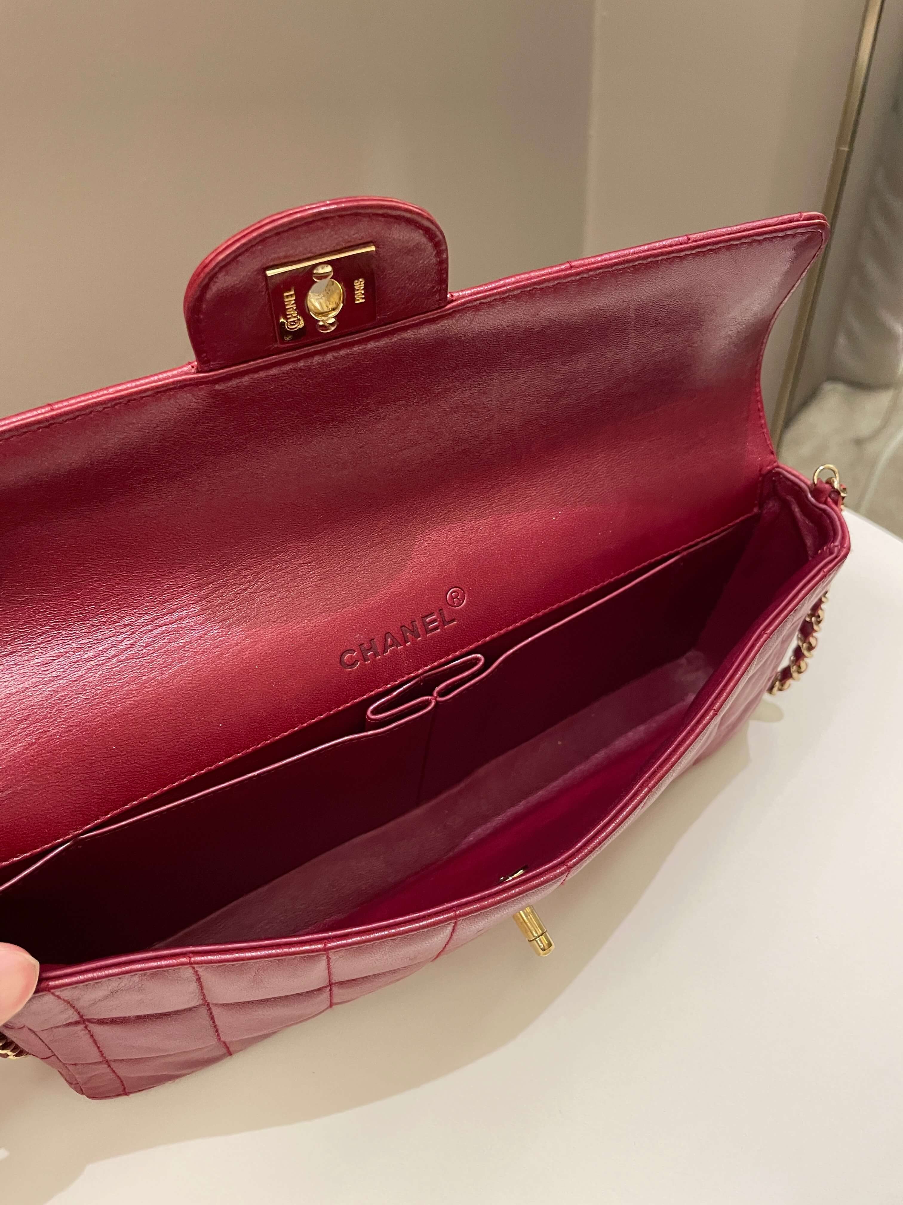 Chanel Chocolate Bar Flap Dark Red Lambskin