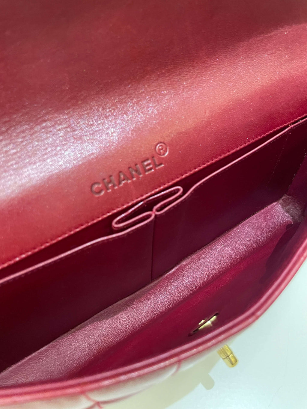 Chanel Chocolate Bar Flap Dark Red Lambskin