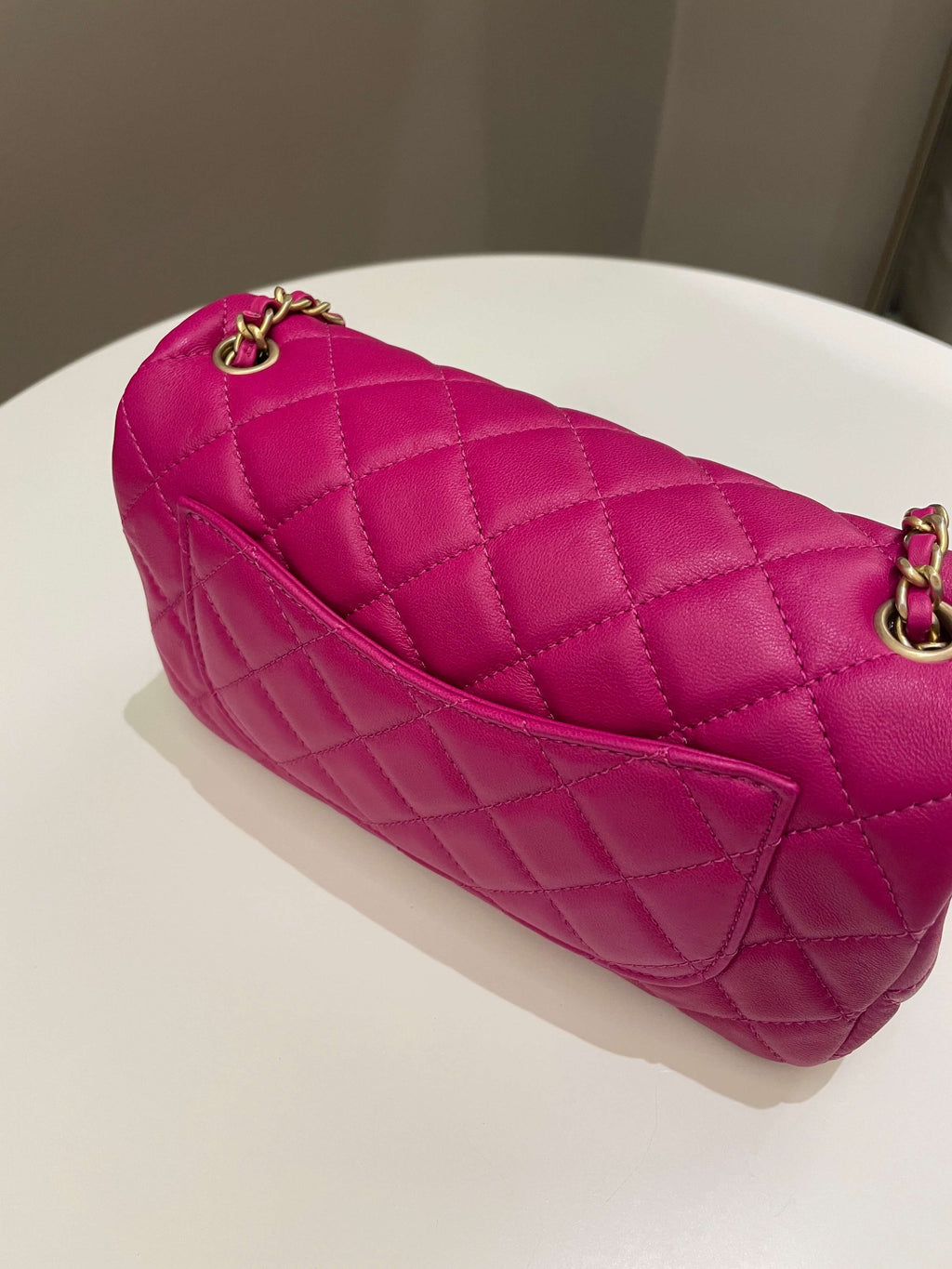 Chanel Pearl Crush Quilted Mini Rectangular Dark Pink Lambskin