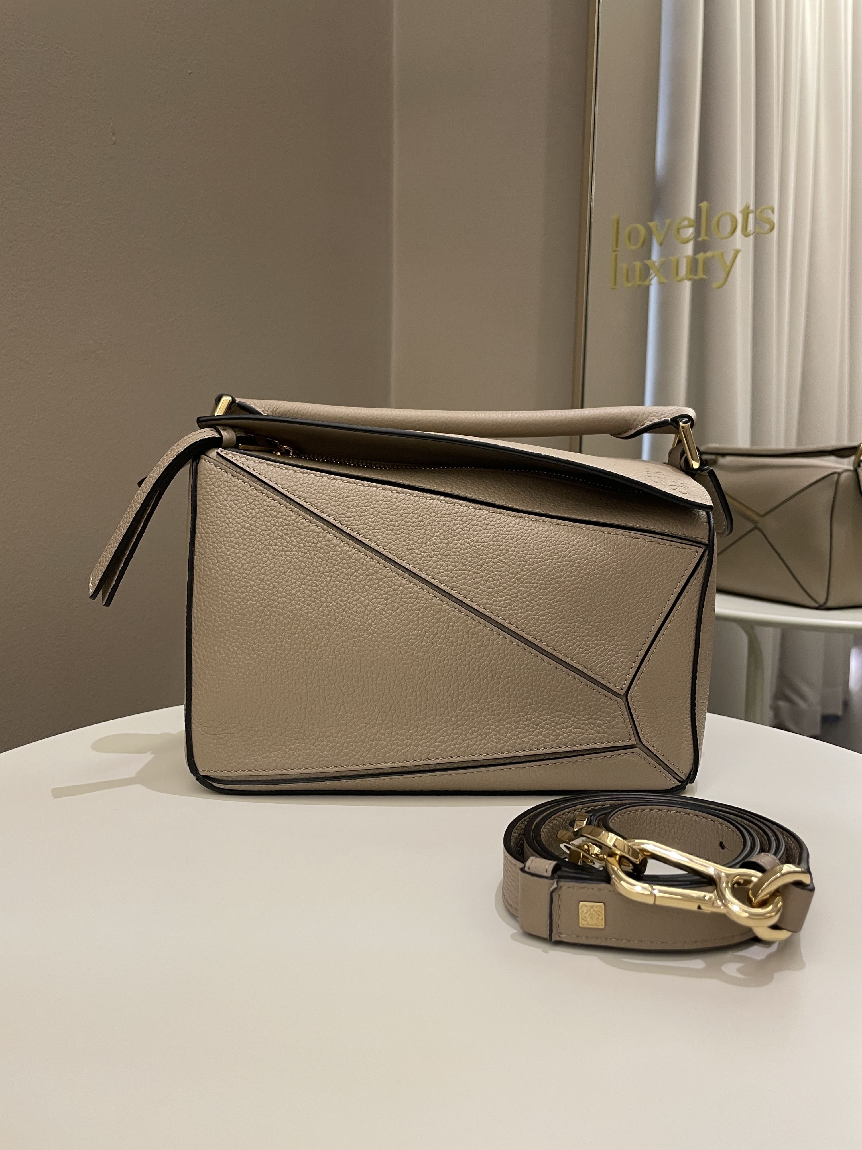 Loewe Puzzle Bag Taupe Beige Grainy Calfskin