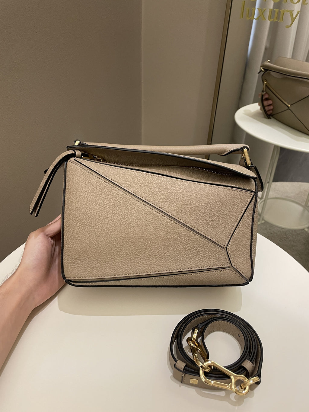 Loewe Puzzle Bag Taupe Beige Grainy Calfskin