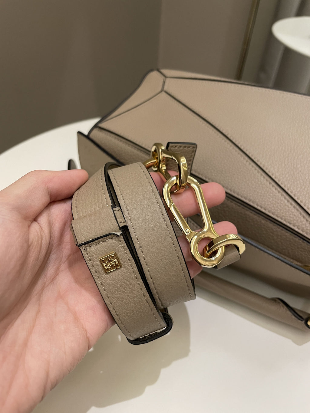 Loewe Puzzle Bag Taupe Beige Grainy Calfskin
