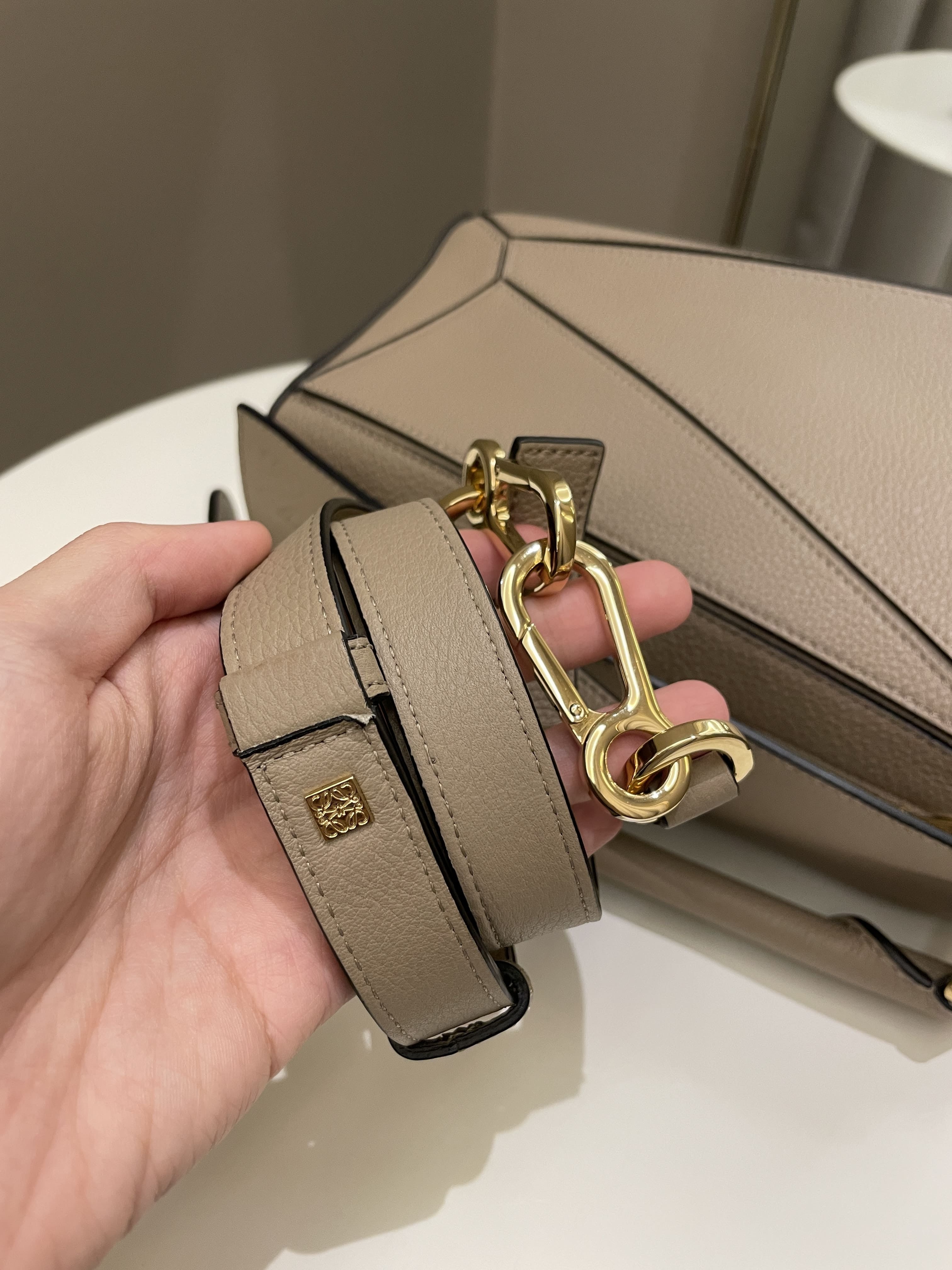 Loewe Puzzle Bag Taupe Beige Grainy Calfskin