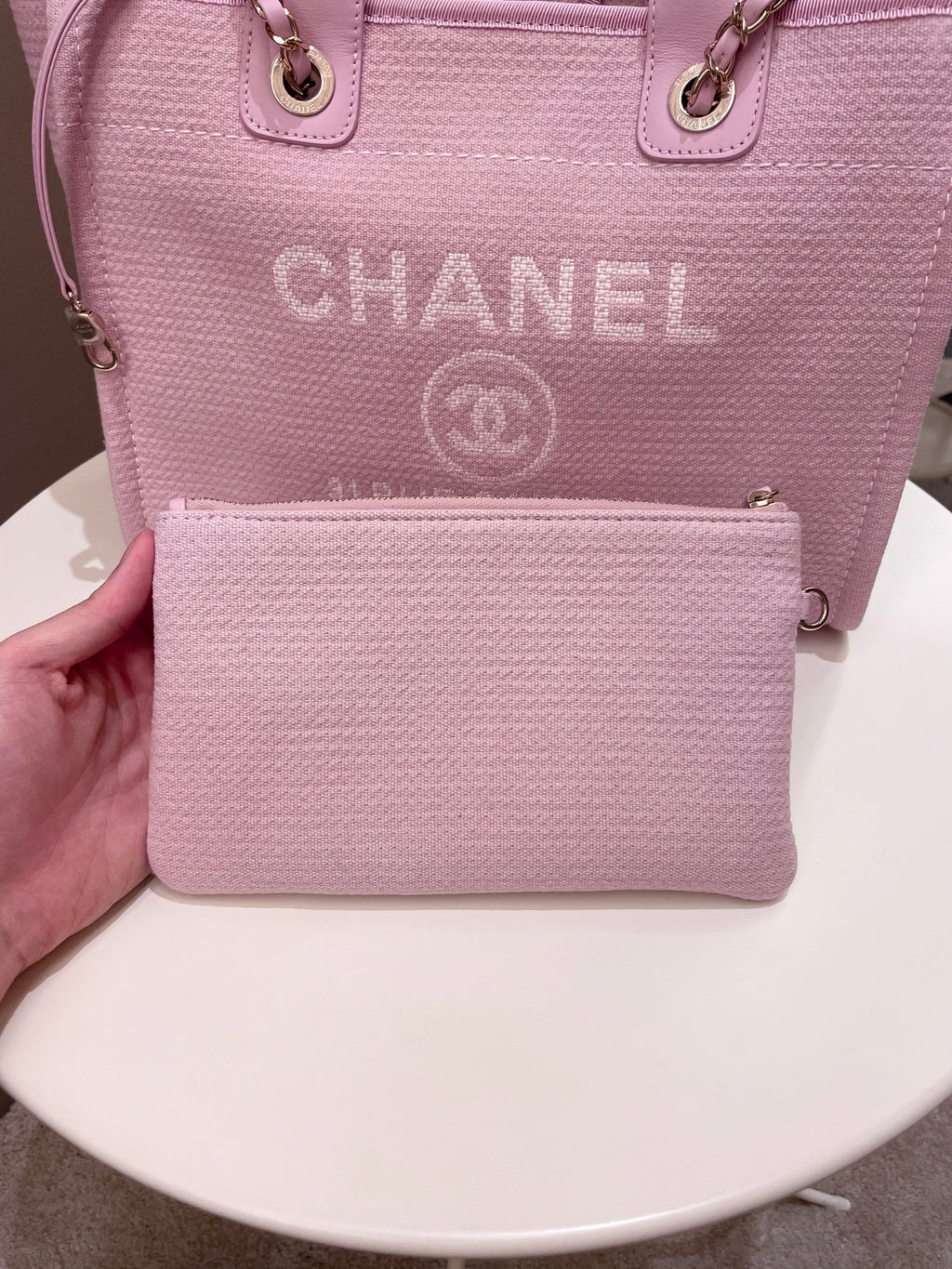 Chanel 22B Deauville Shopper Tote Sweet Pink