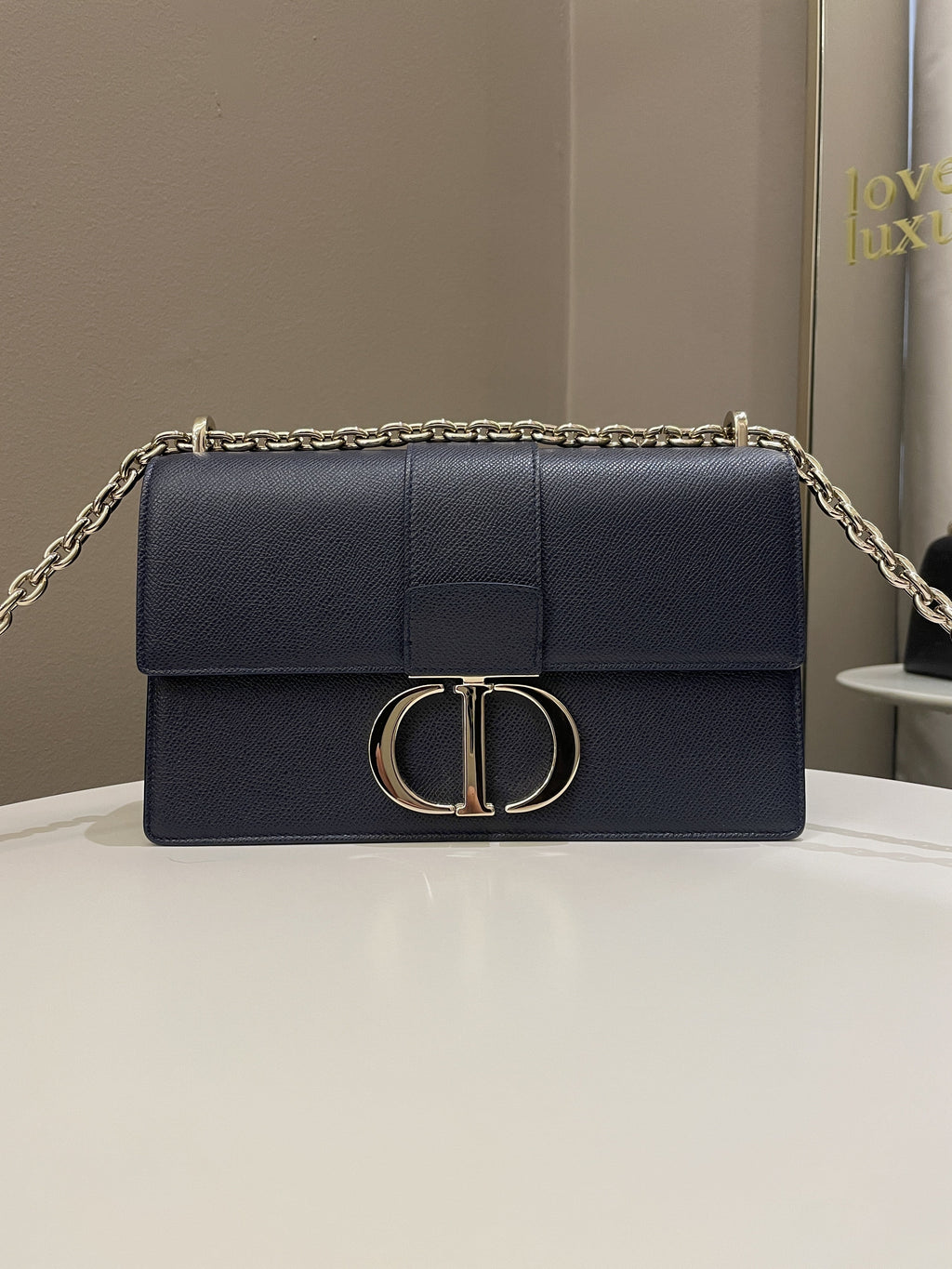 Dior Montaigne 30 Bag Navy Grained Leather