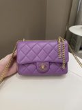 Chanel 22P Pending CC Flap Bag Purple Lambskin Enamel