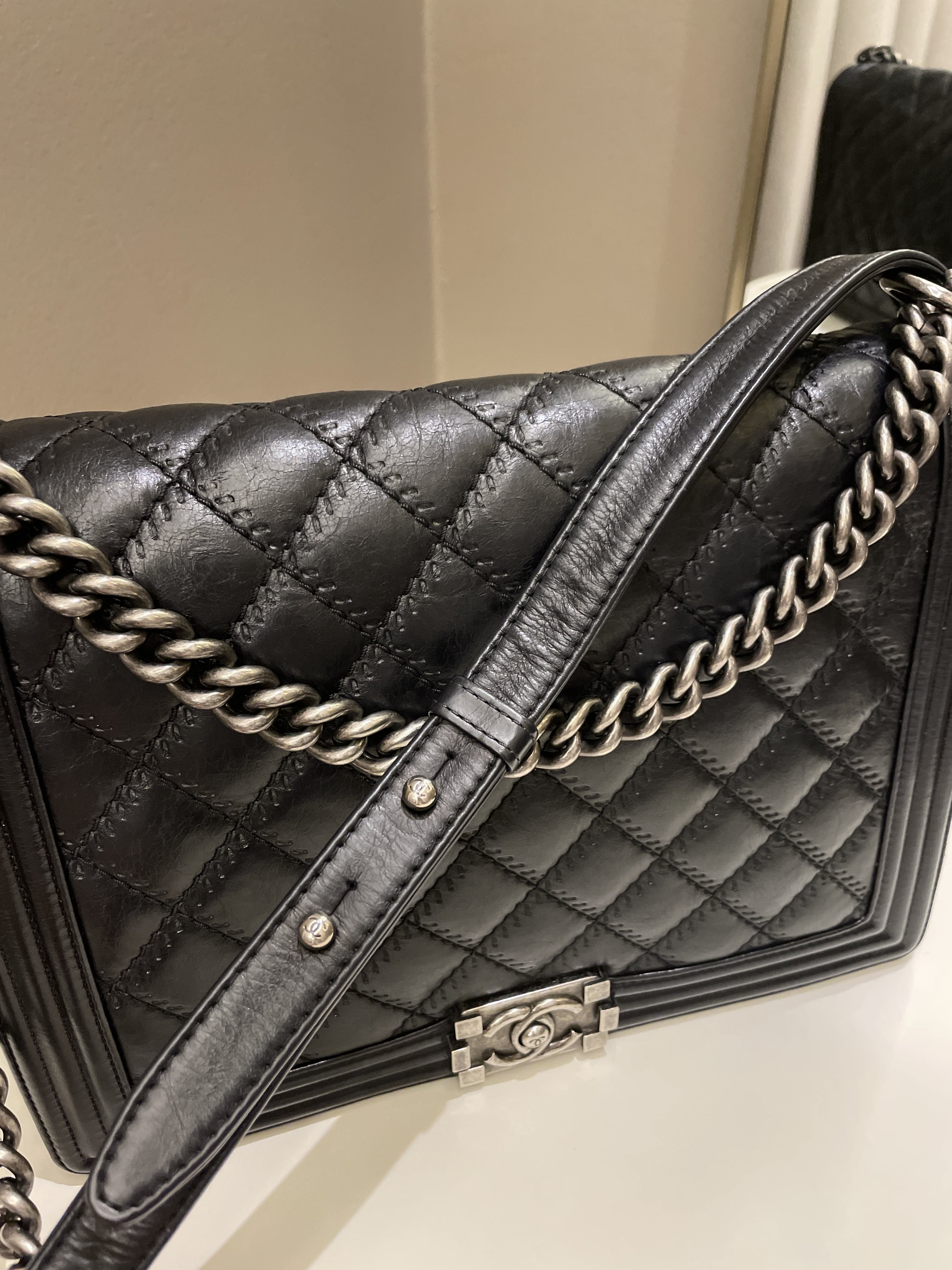 Chanel Quilted Boy Large Black Calfskin