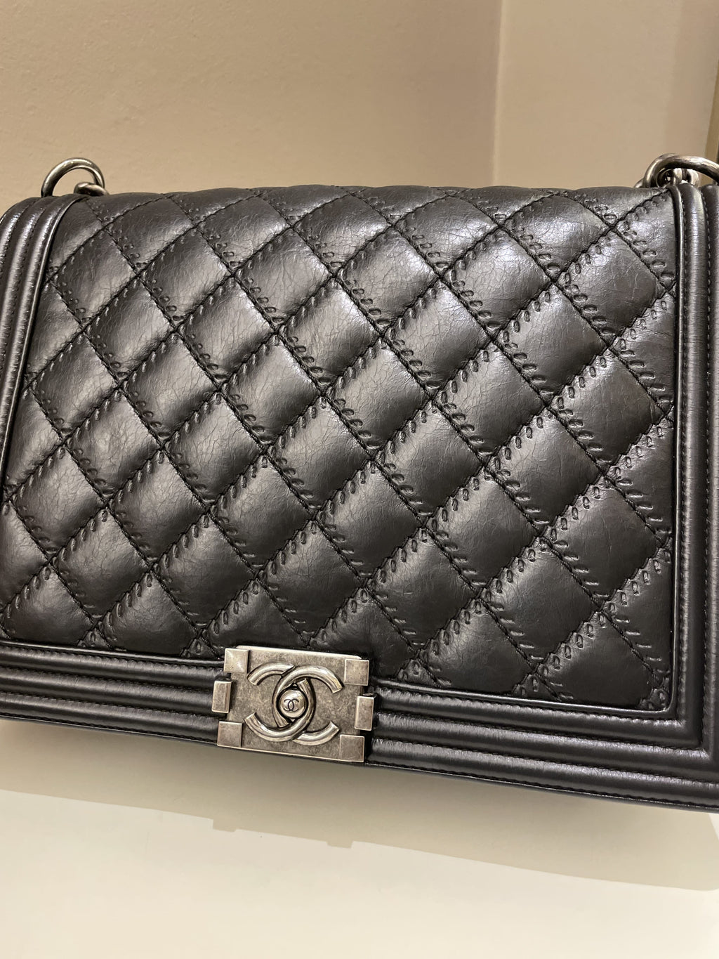 Chanel Quilted Boy Large Black Calfskin