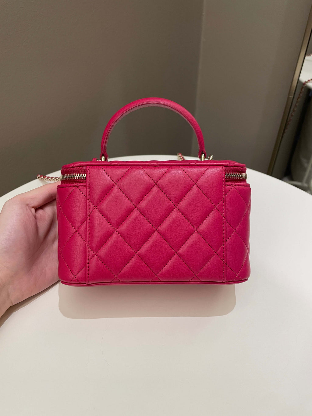 Chanel 21K Top Handle Vanity Rectangular Dark Rose Lambskin