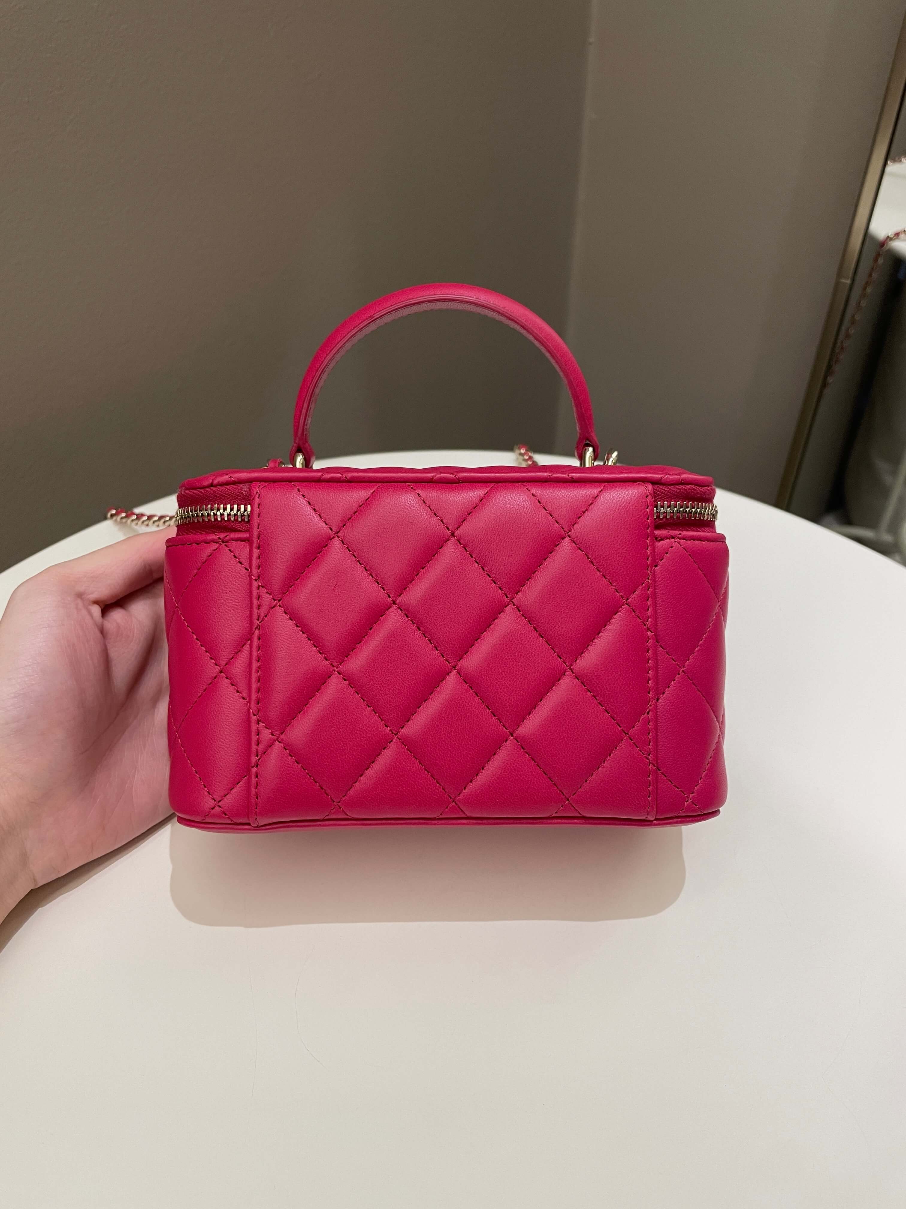 Chanel 21K Top Handle Vanity Rectangular Dark Rose Lambskin