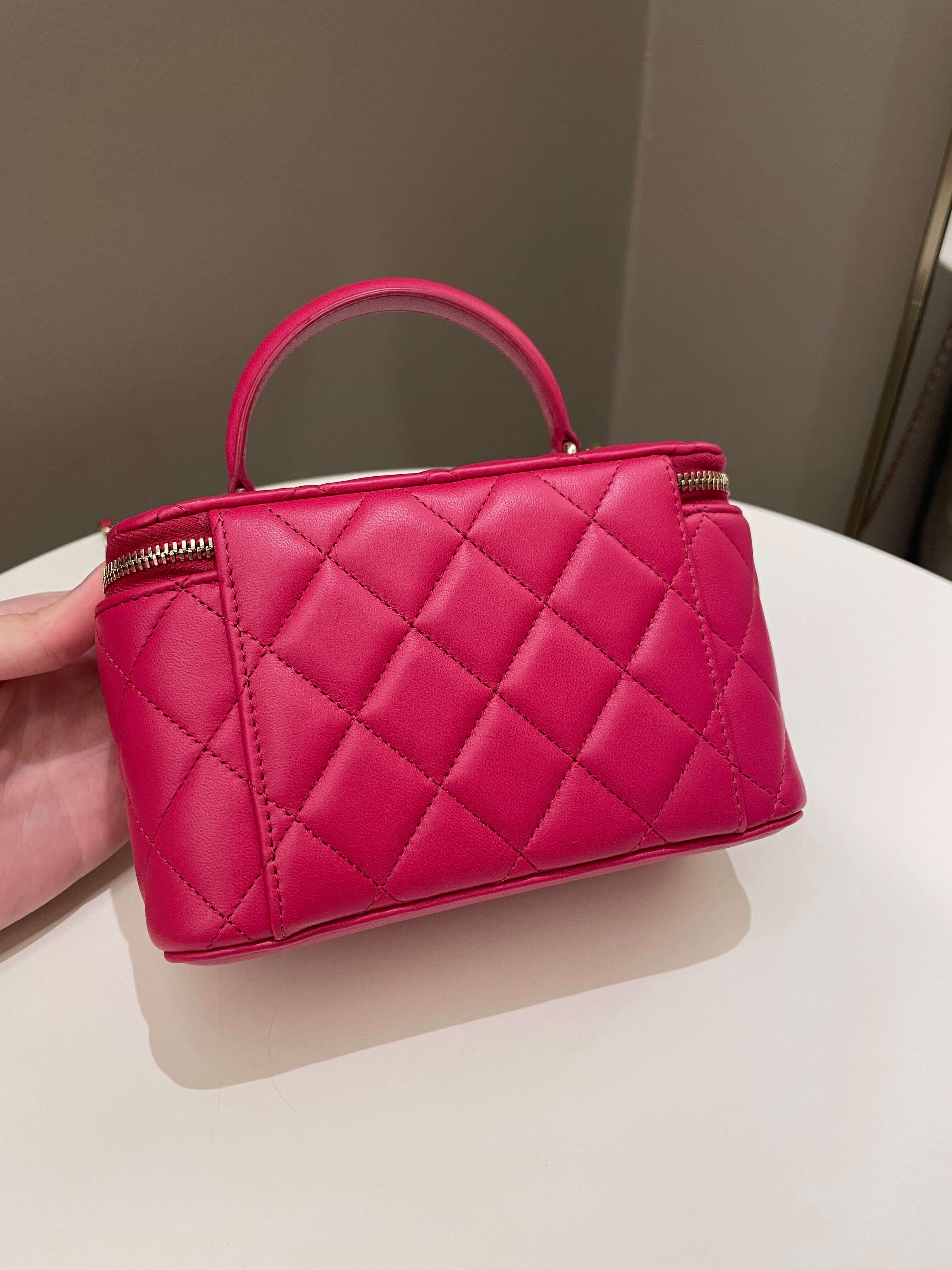 Chanel 21K Top Handle Vanity Rectangular Dark Rose Lambskin