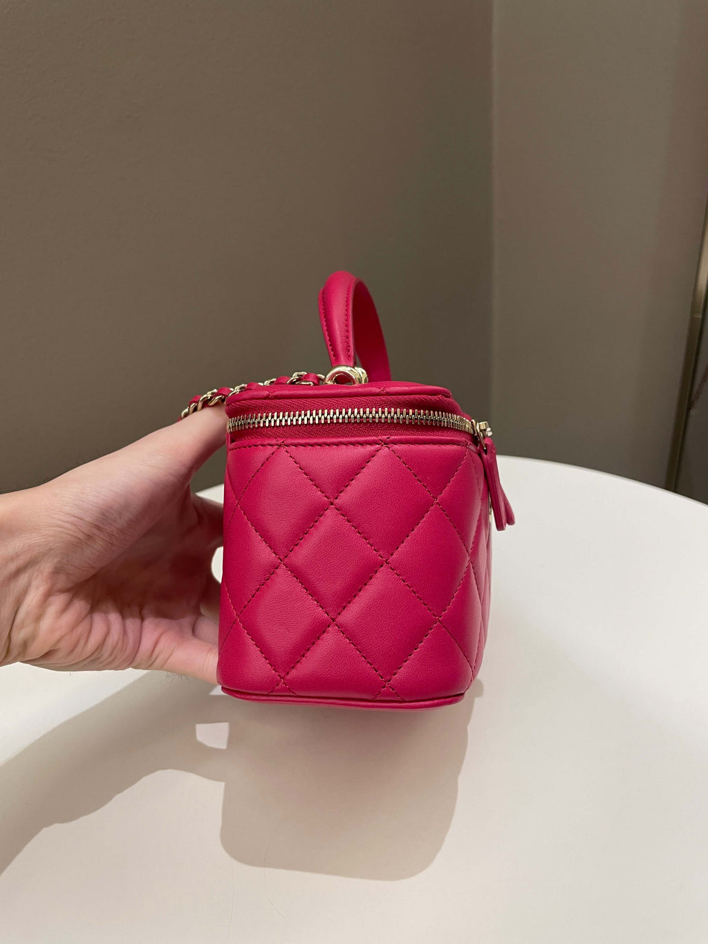 Chanel 21K Top Handle Vanity Rectangular Dark Rose Lambskin