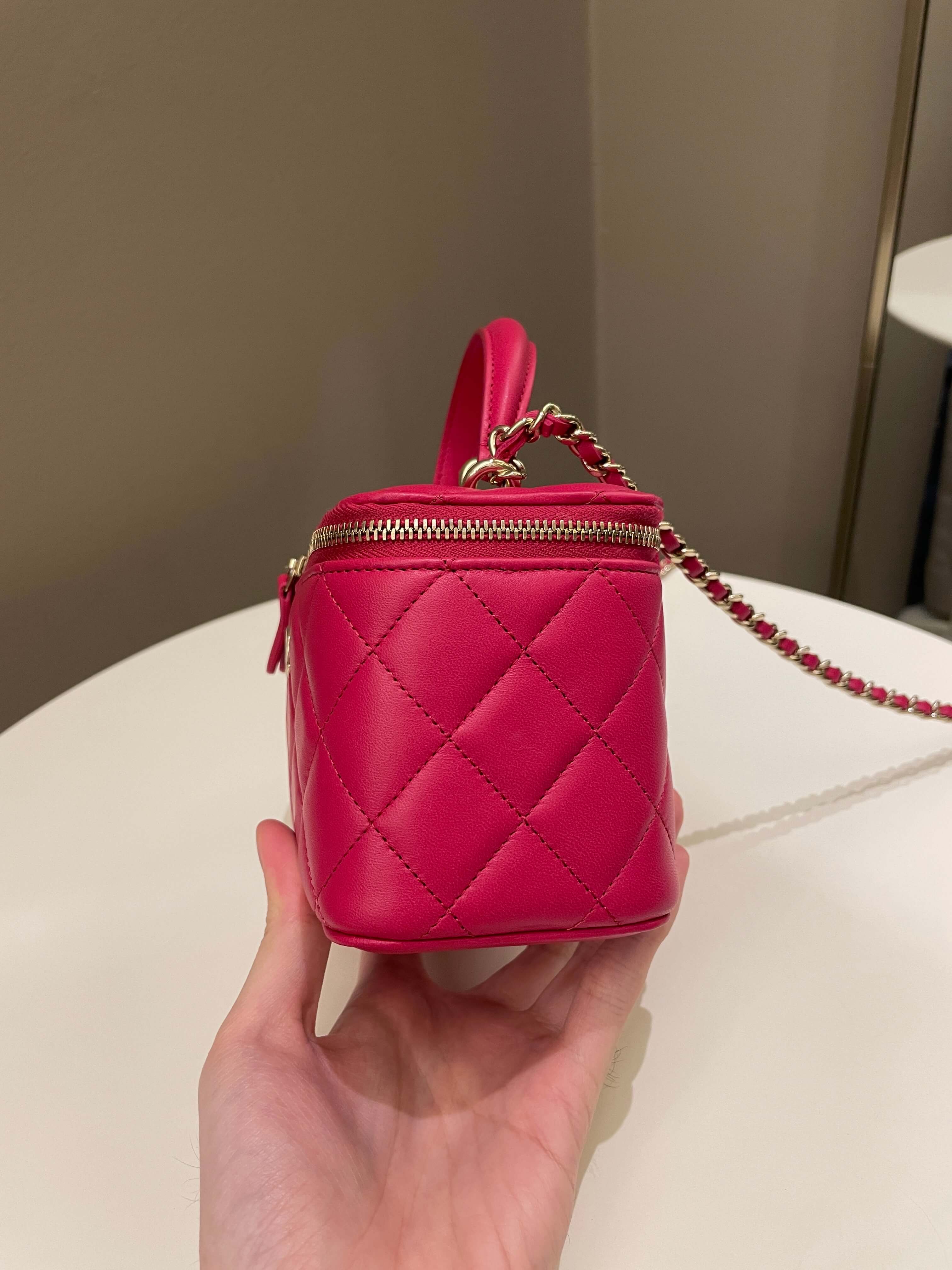 Chanel 21K Top Handle Vanity Rectangular Dark Rose Lambskin