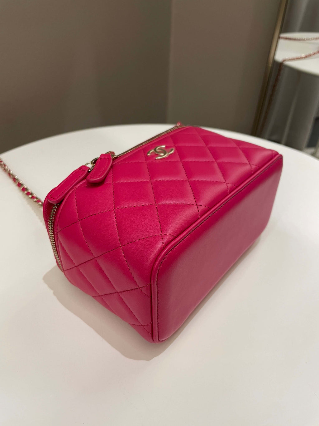 Chanel 21K Top Handle Vanity Rectangular Dark Rose Lambskin