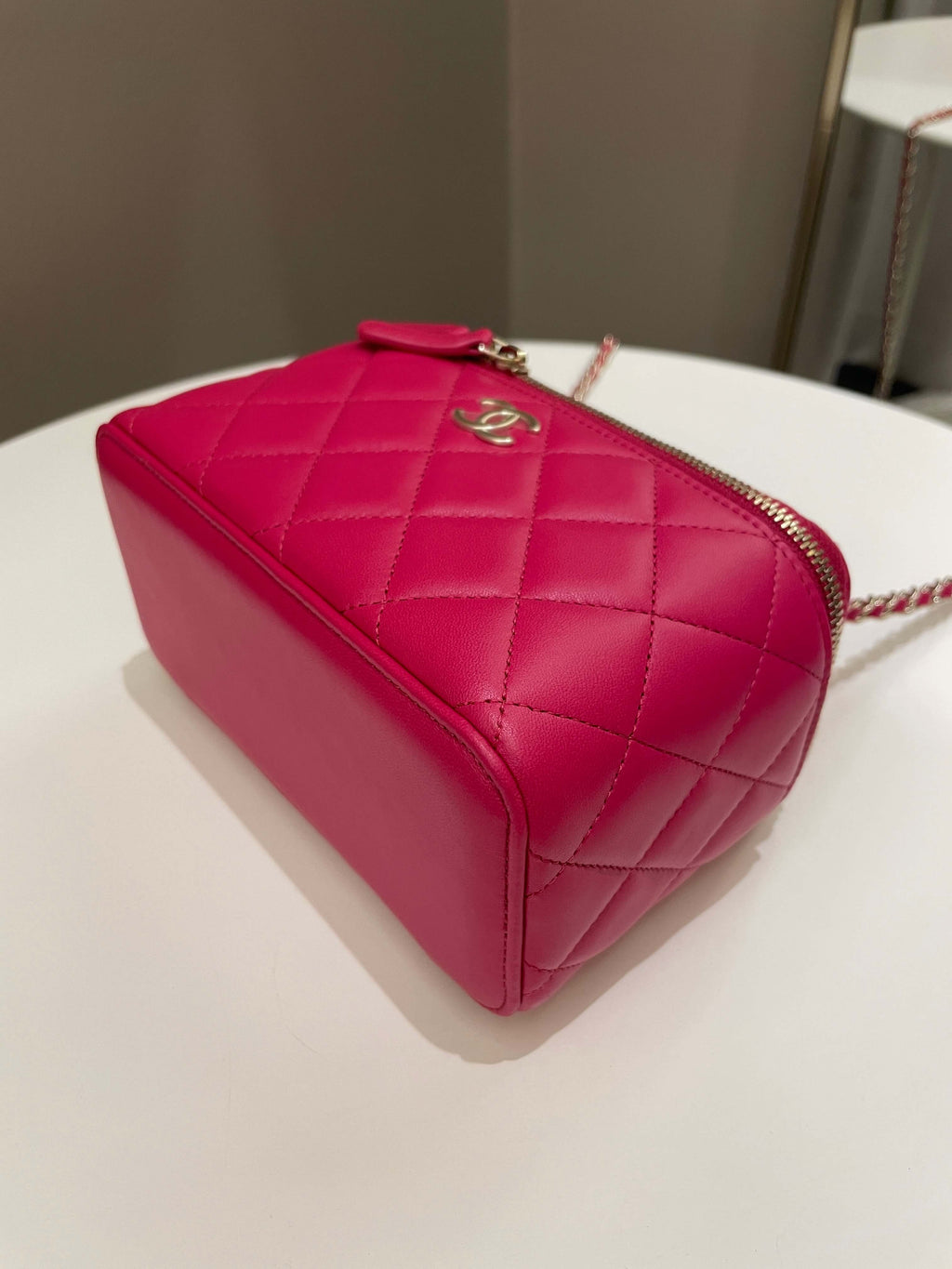 Chanel 21K Top Handle Vanity Rectangular Dark Rose Lambskin