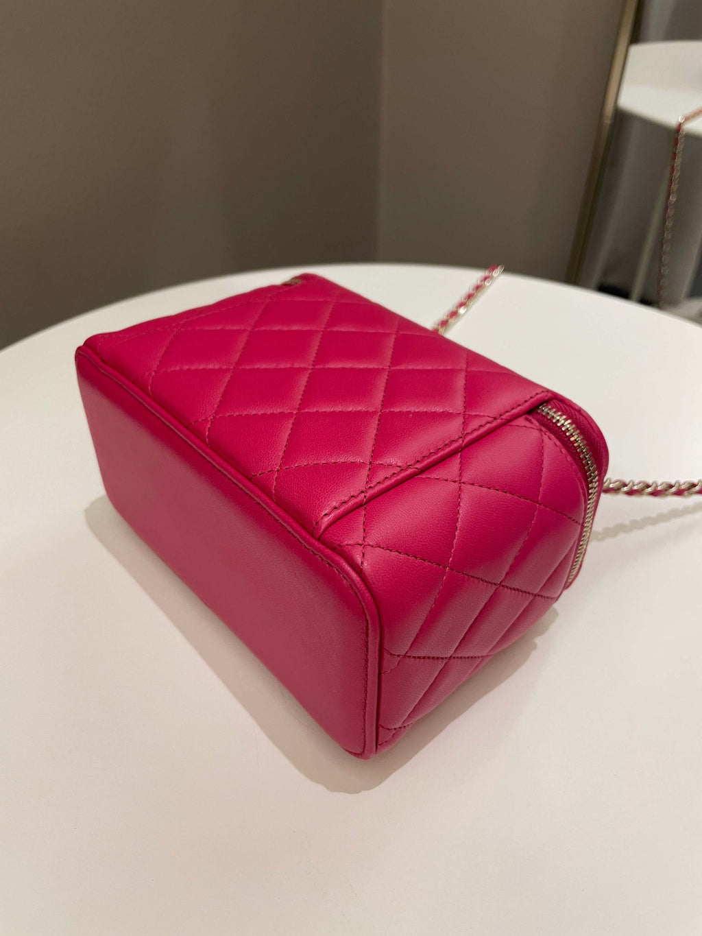 Chanel 21K Top Handle Vanity Rectangular Dark Rose Lambskin