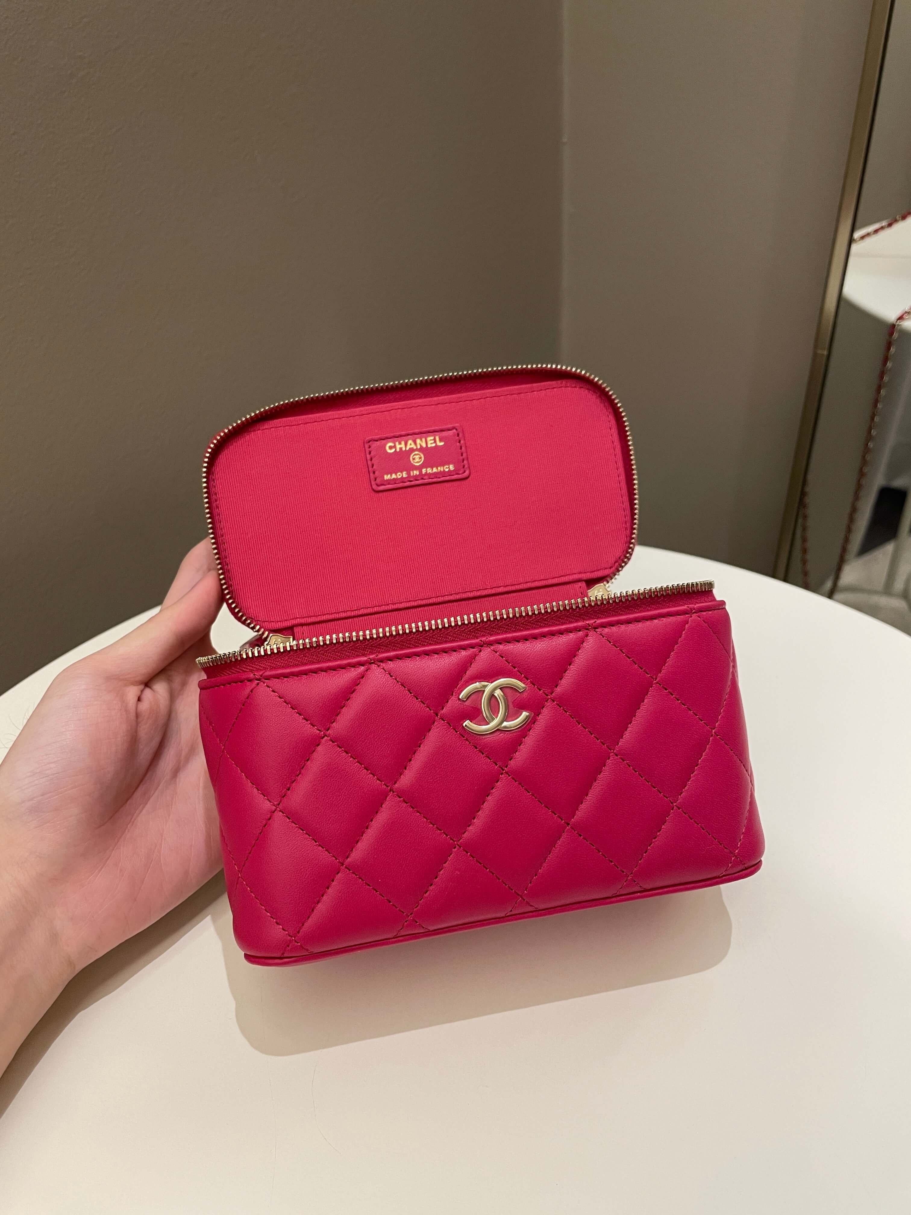 Chanel 21K Top Handle Vanity Rectangular Dark Rose Lambskin