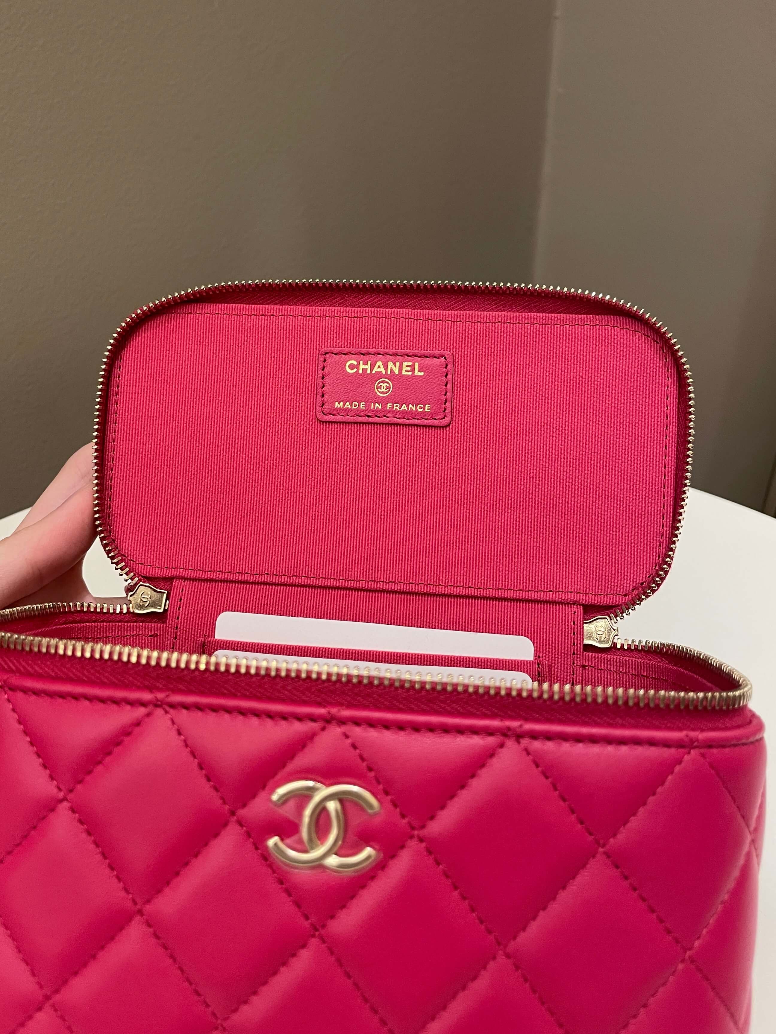 Chanel 21K Top Handle Vanity Rectangular Dark Rose Lambskin