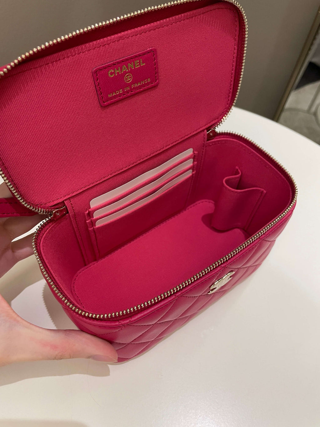 Chanel 21K Top Handle Vanity Rectangular Dark Rose Lambskin