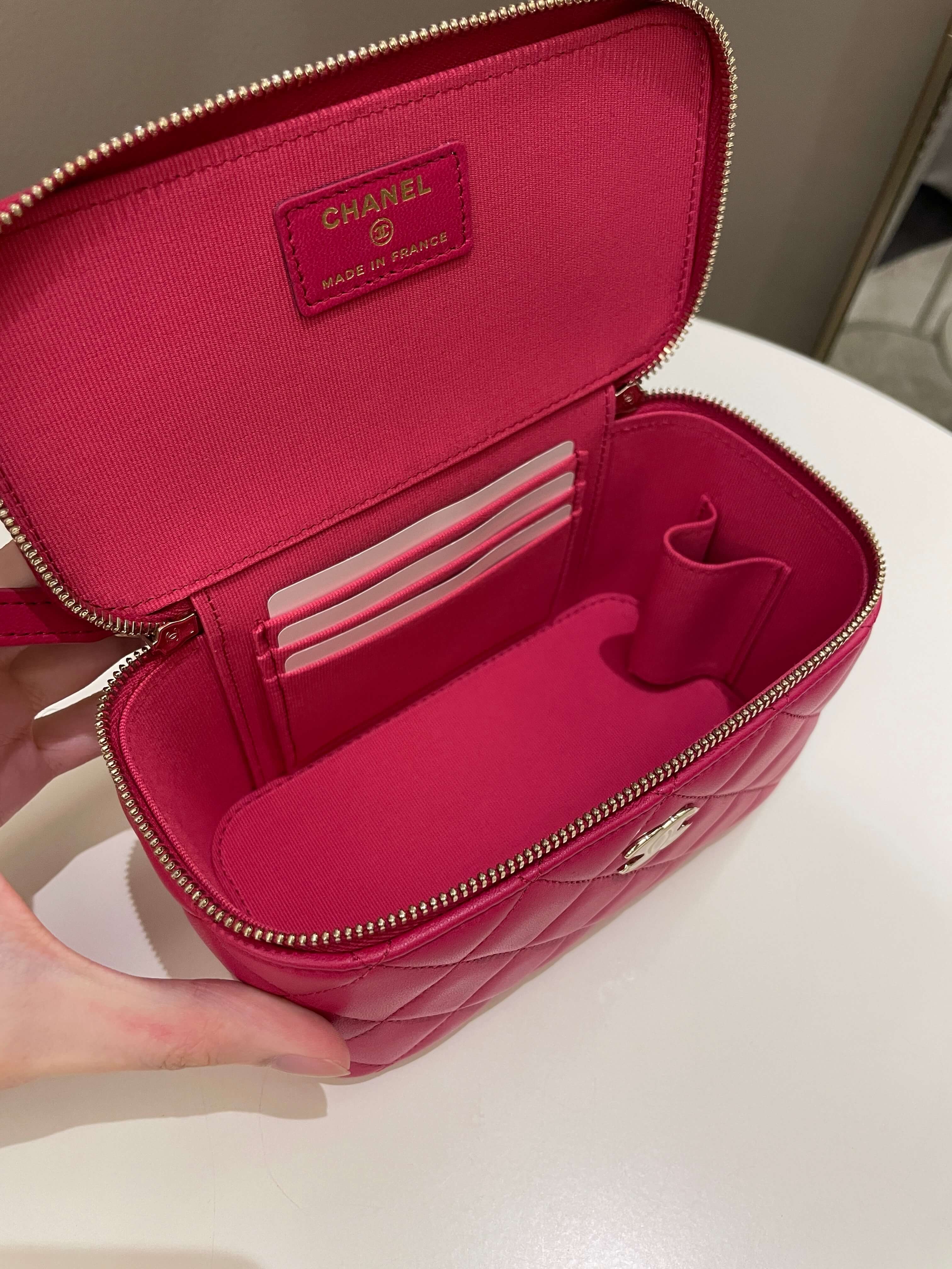 Chanel 21K Top Handle Vanity Rectangular Dark Rose Lambskin