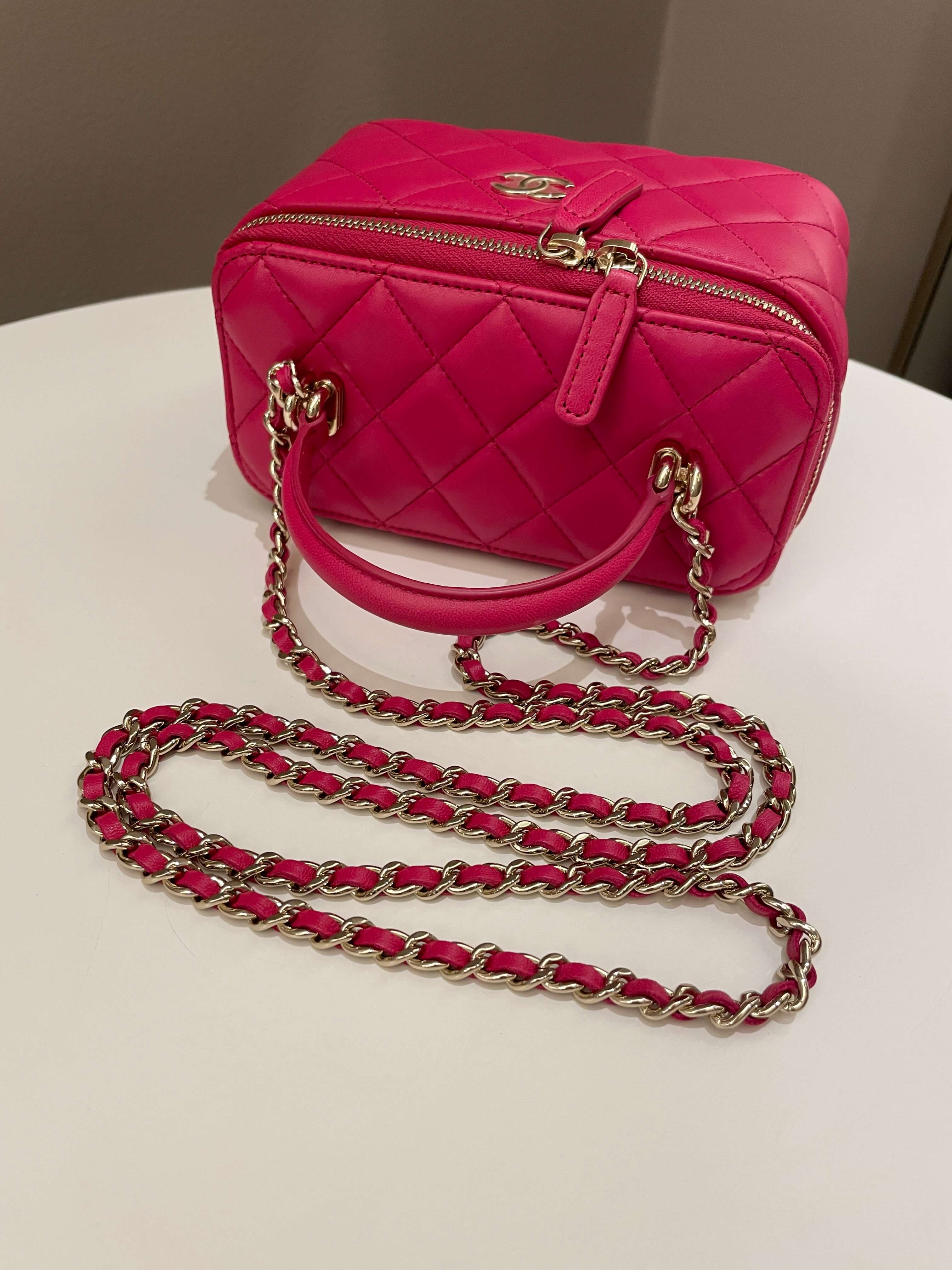 Chanel 21K Top Handle Vanity Rectangular Dark Rose Lambskin