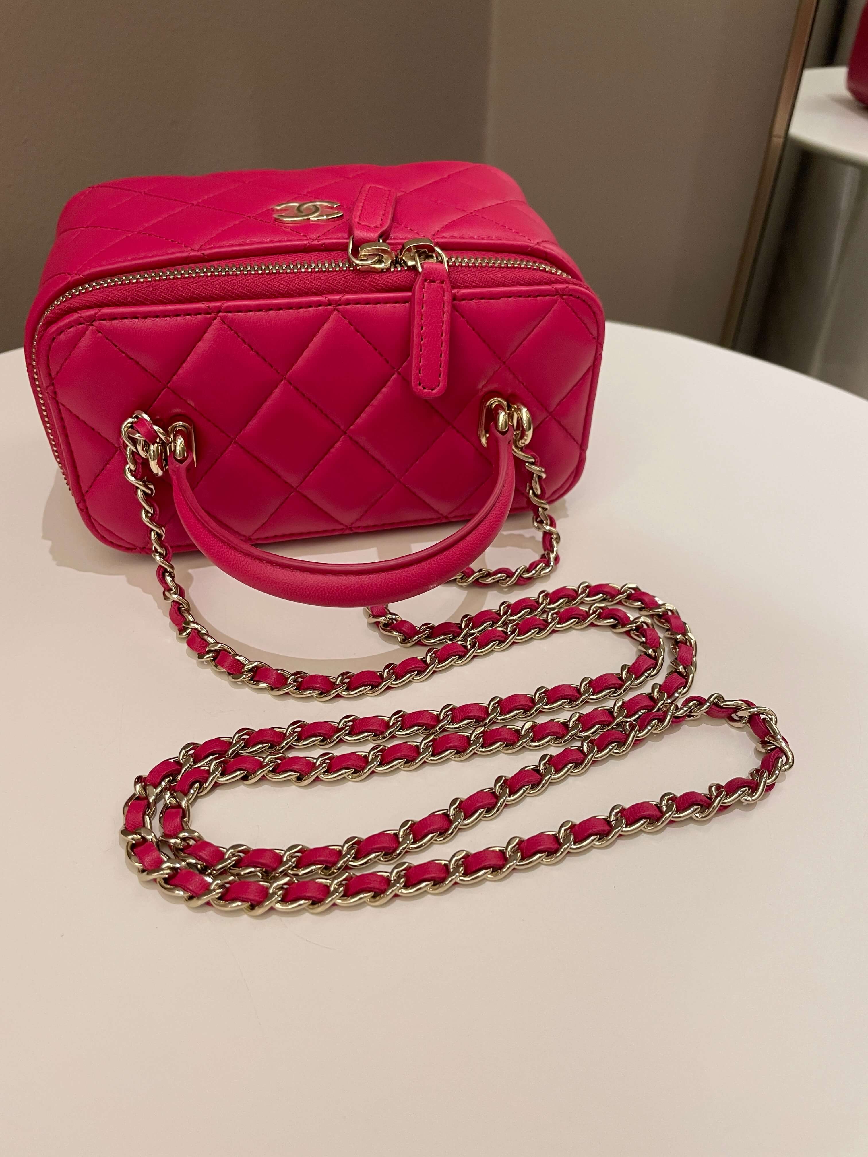 Chanel 21K Top Handle Vanity Rectangular Dark Rose Lambskin