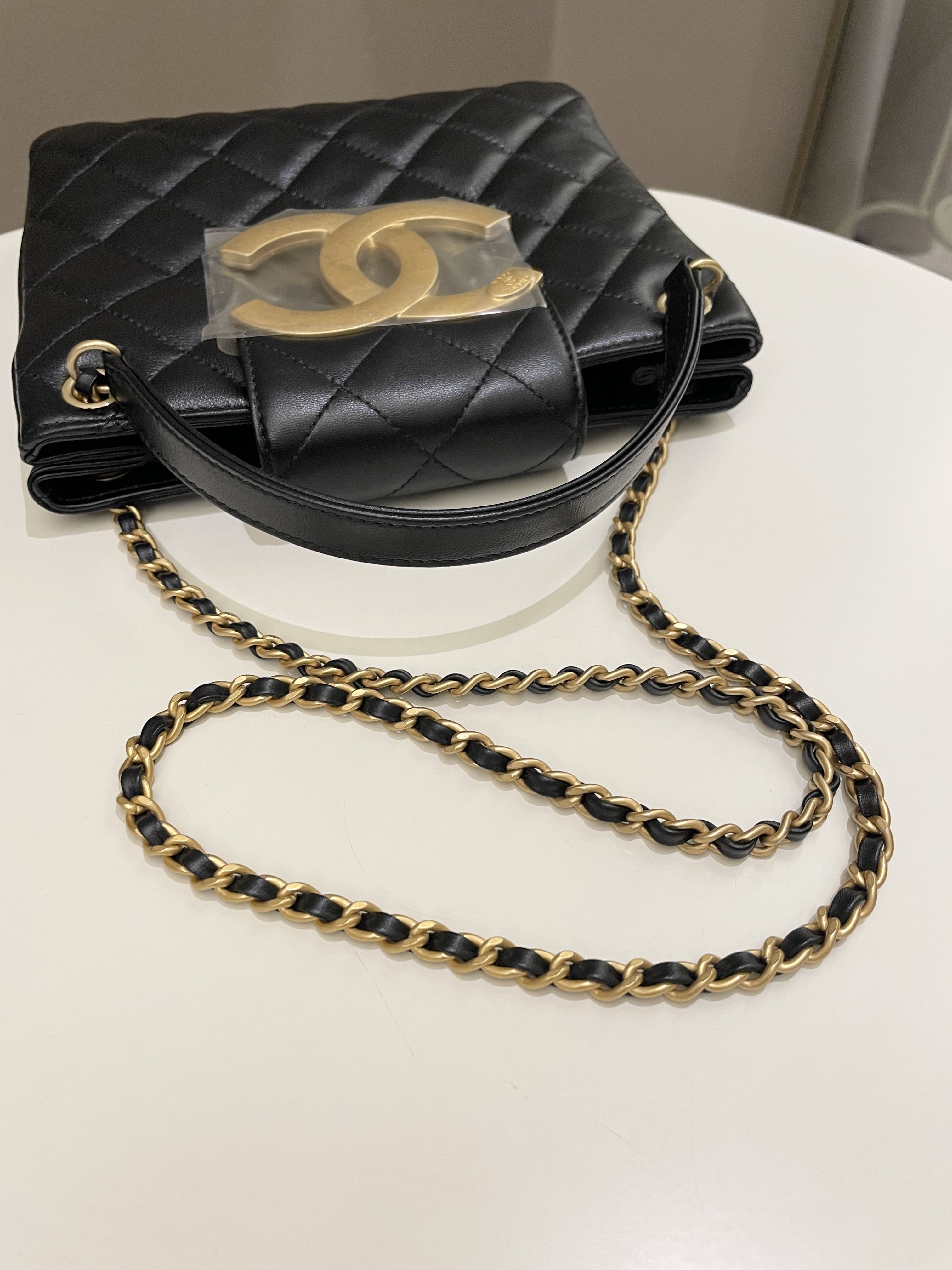 Chanel 24C Quilted XL CC Crossbody Black Calfskin