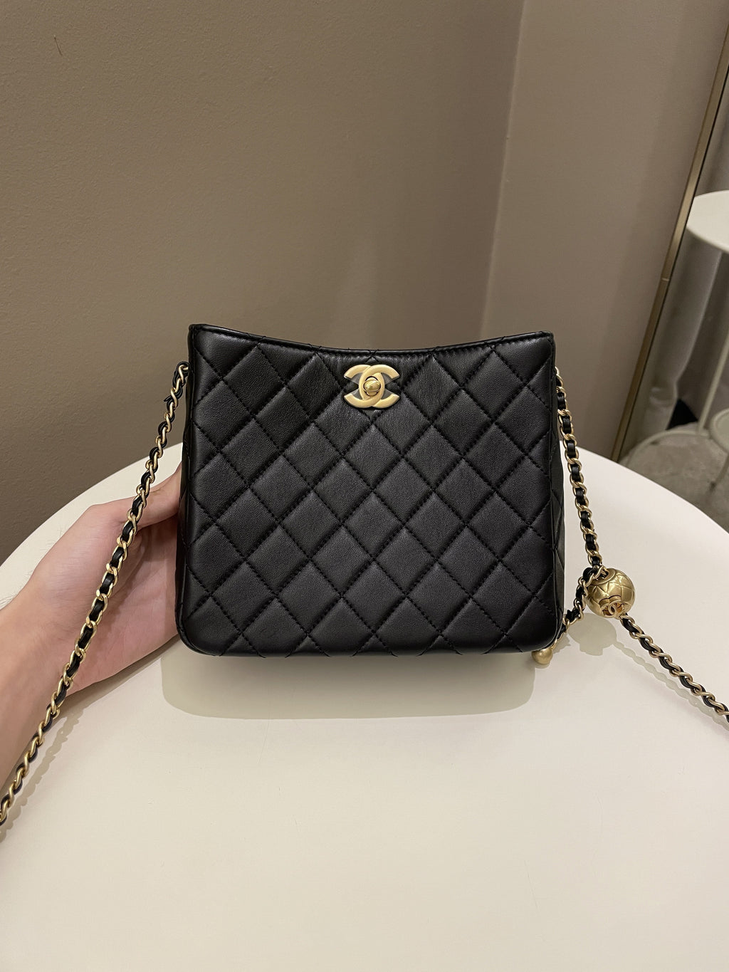 Chanel Hobo Pearl Crush Black Lambskin