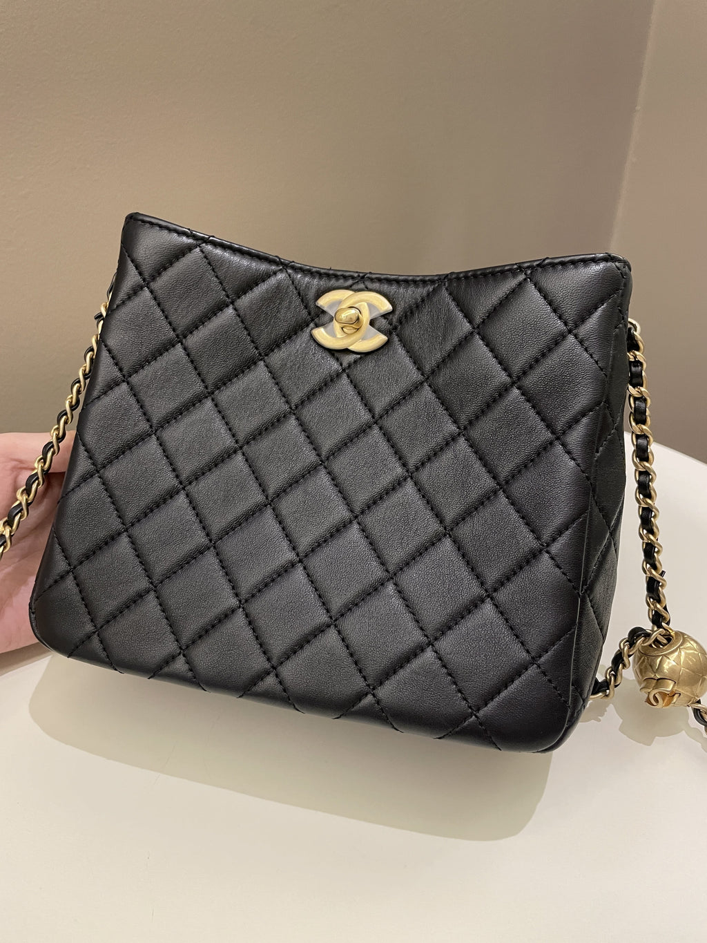 Chanel Hobo Pearl Crush Black Lambskin