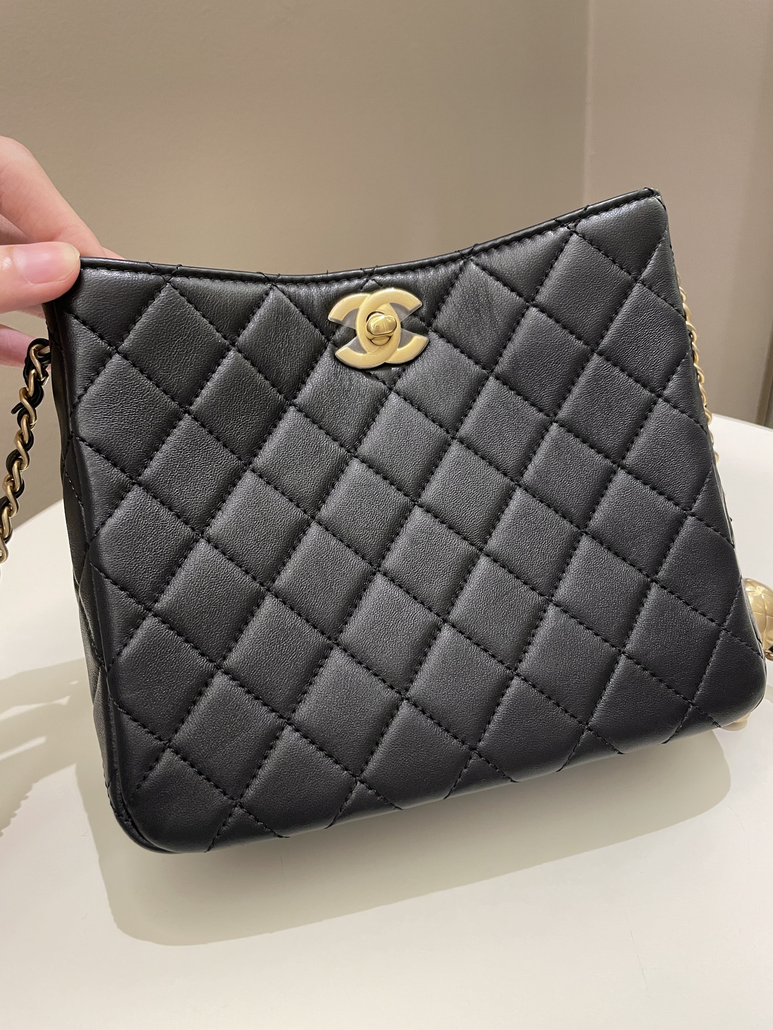 Chanel Hobo Pearl Crush Black Lambskin