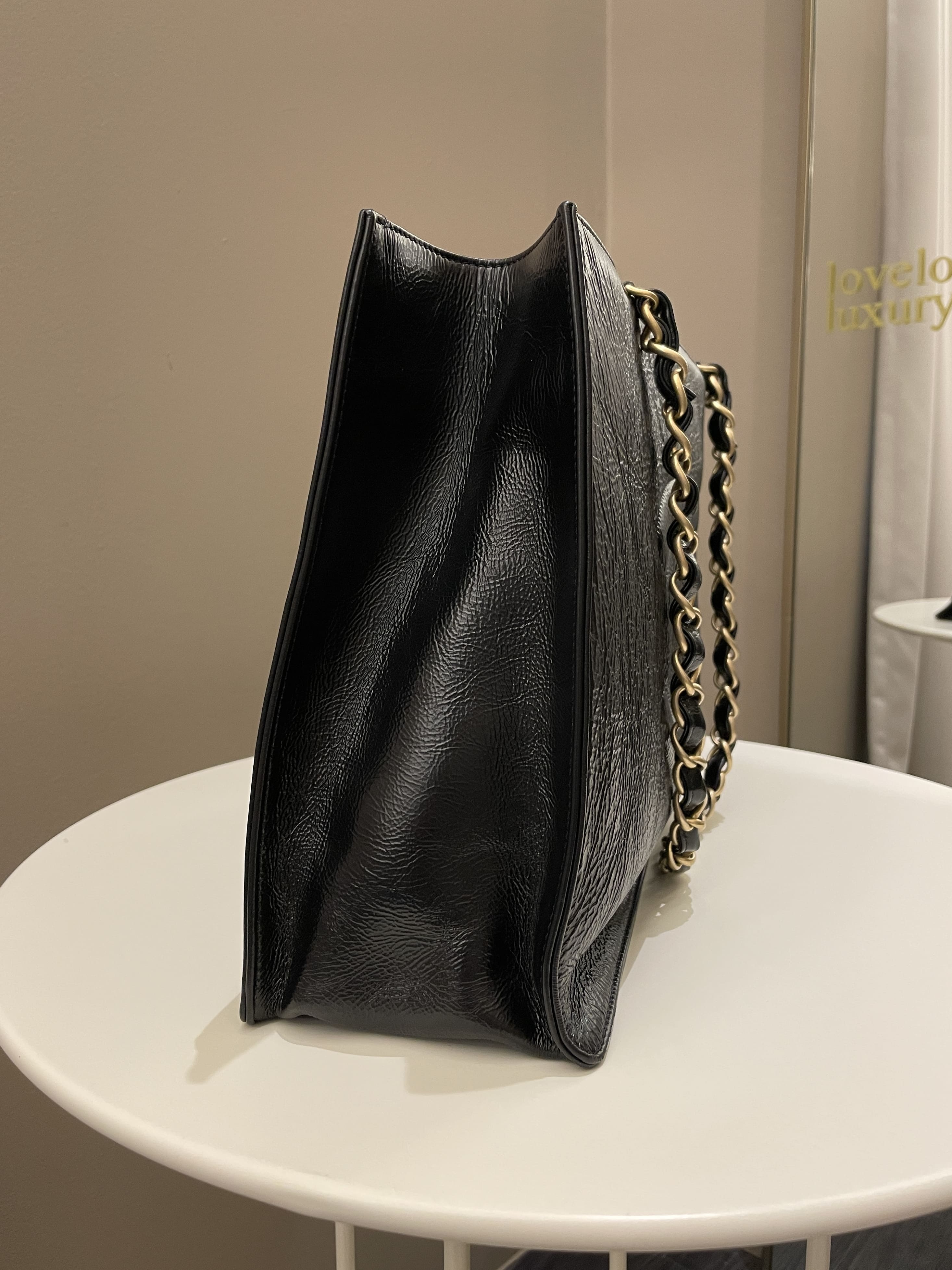 Chanel Timeless CC Shoulder Tote Black Aged Calfskin