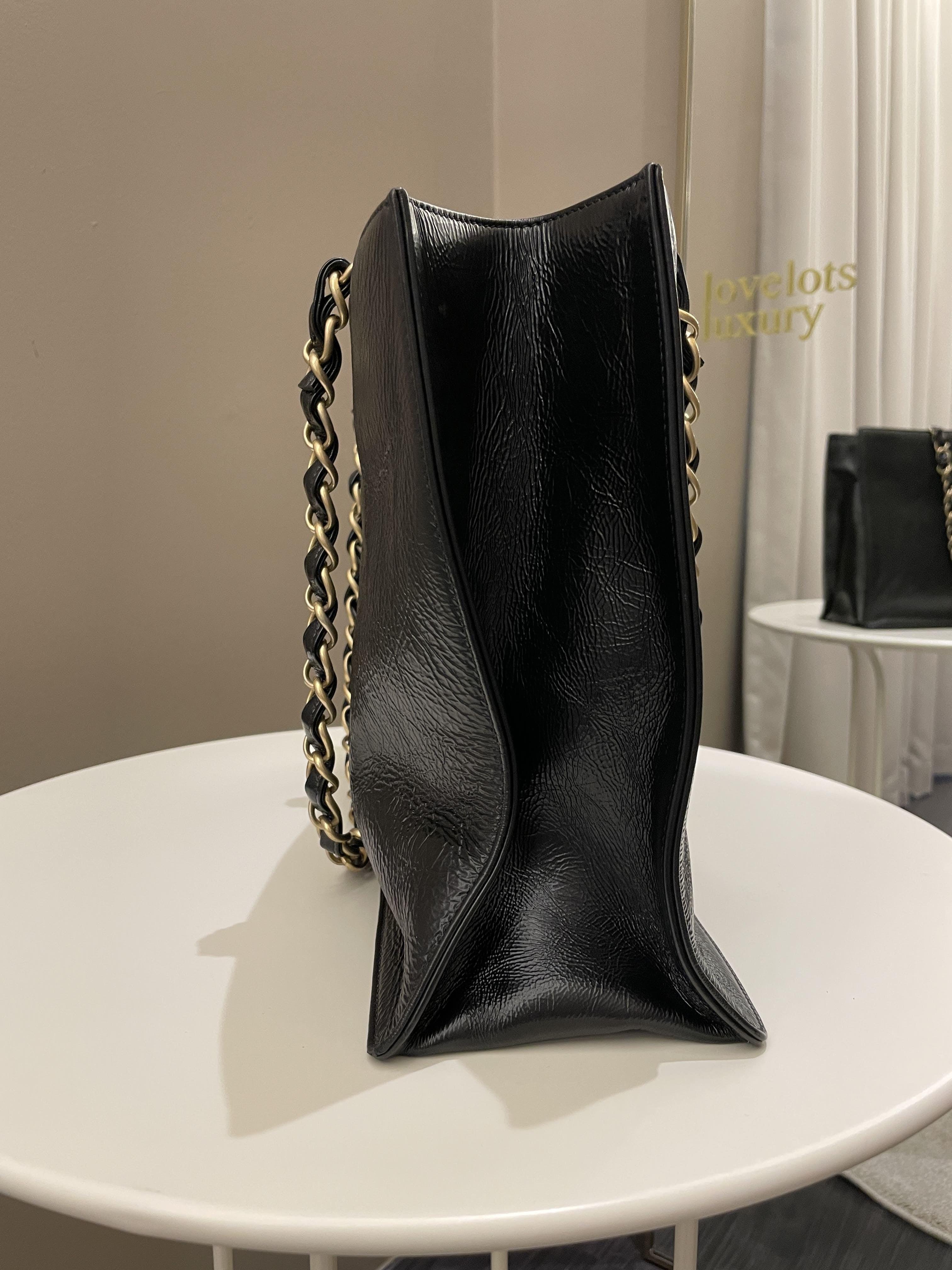 Chanel Timeless CC Shoulder Tote Black Aged Calfskin