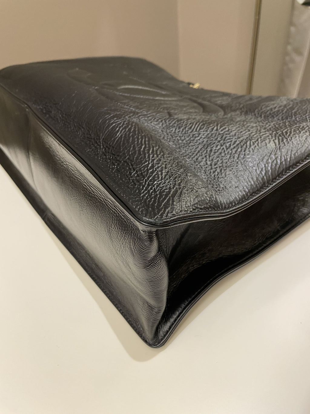 Chanel Timeless CC Shoulder Tote Black Aged Calfskin