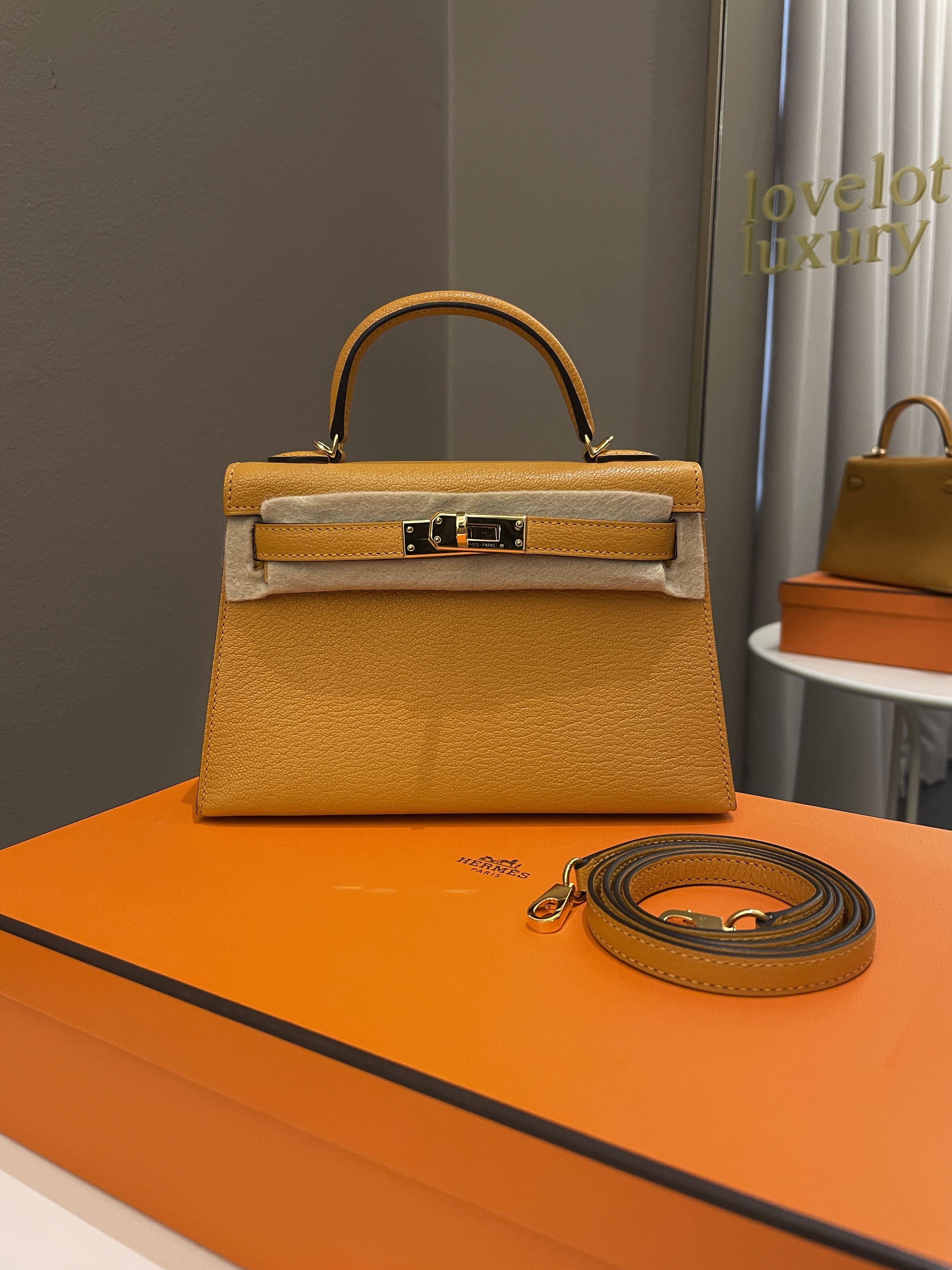 Hermes Mini Kelly 20 Moutarde ChÃƒÆ’Ã‚Â¨vre