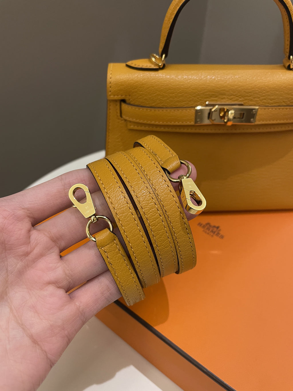 Hermes Mini Kelly 20 Moutarde ChÃƒÆ’Ã‚Â¨vre