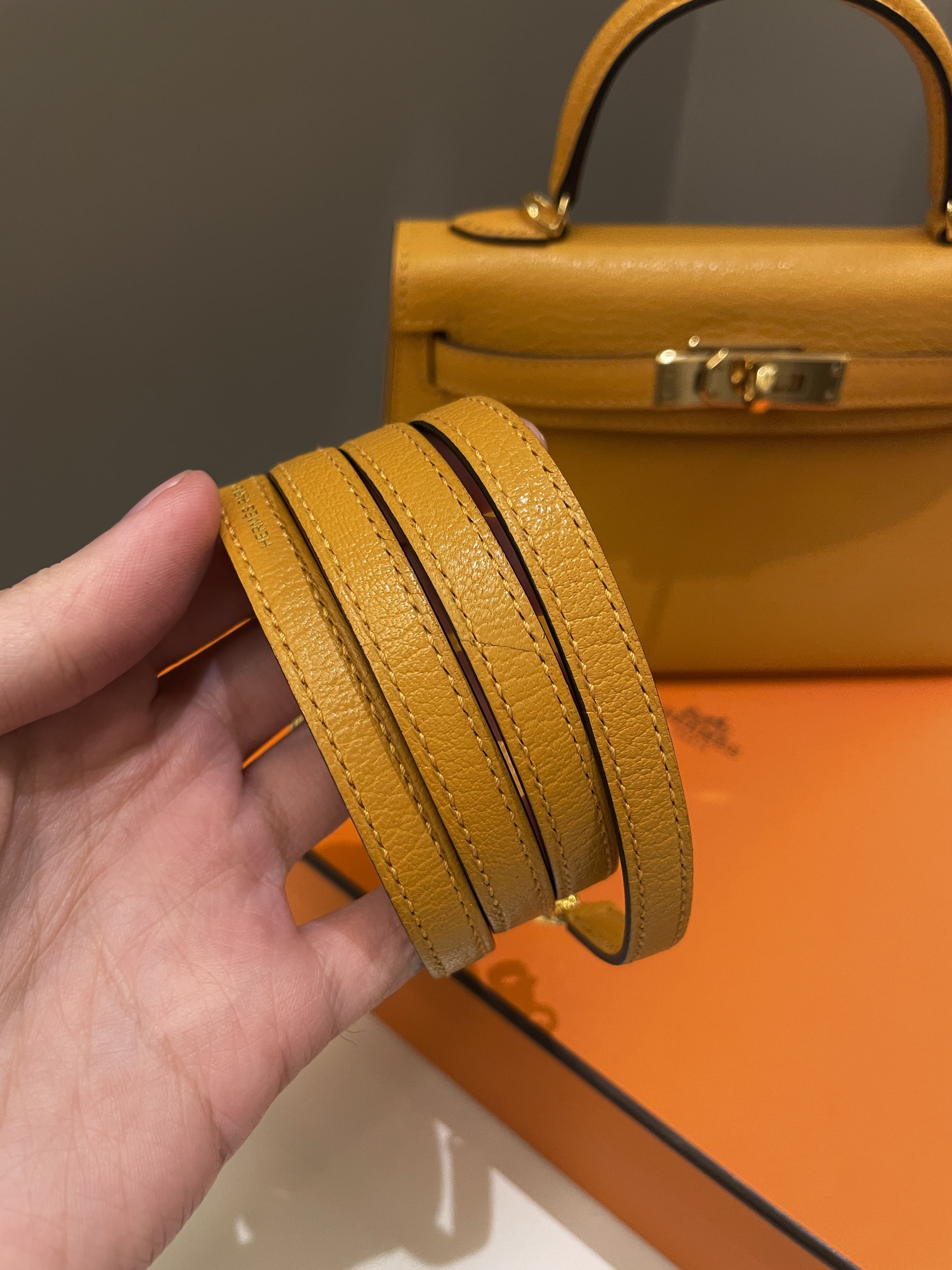 Hermes Mini Kelly 20 Moutarde ChÃƒÆ’Ã‚Â¨vre