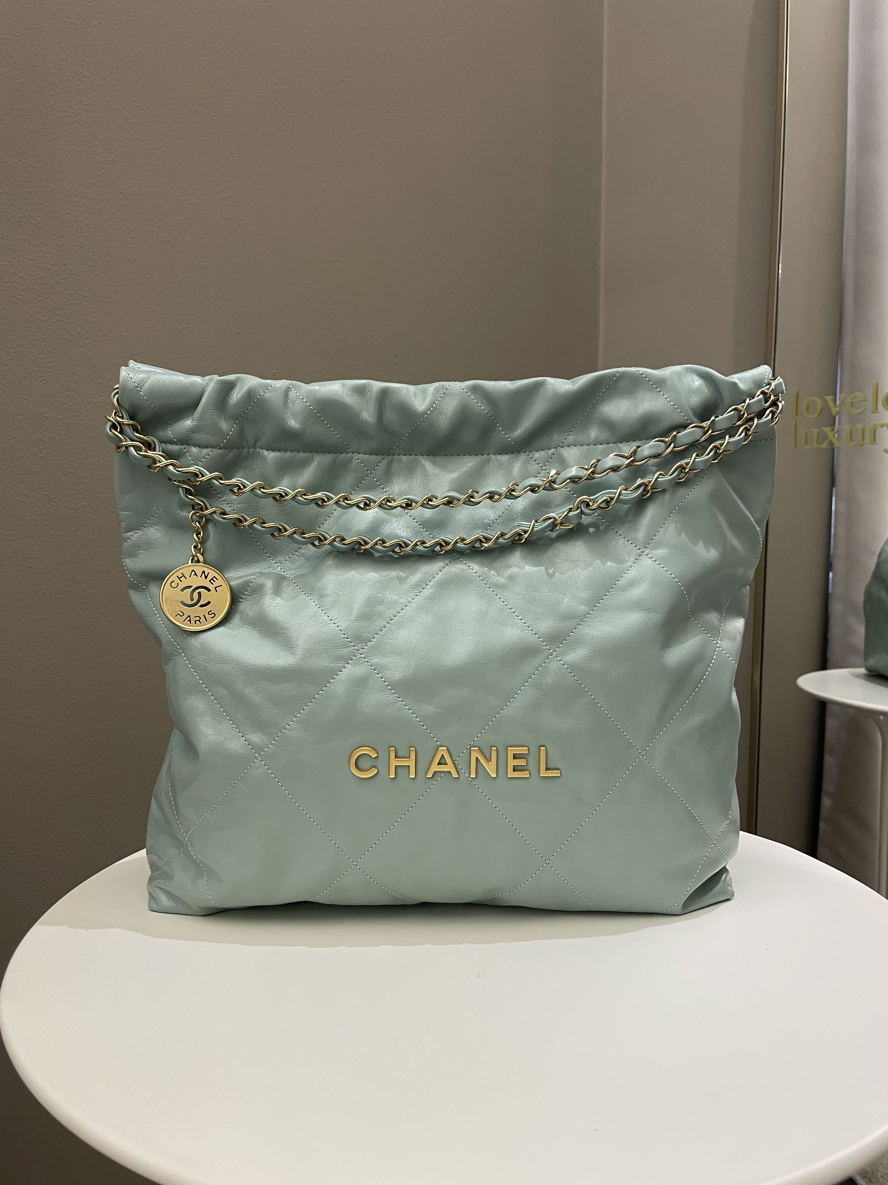 Chanel 22 Medium Tiffany Mint Calfskin