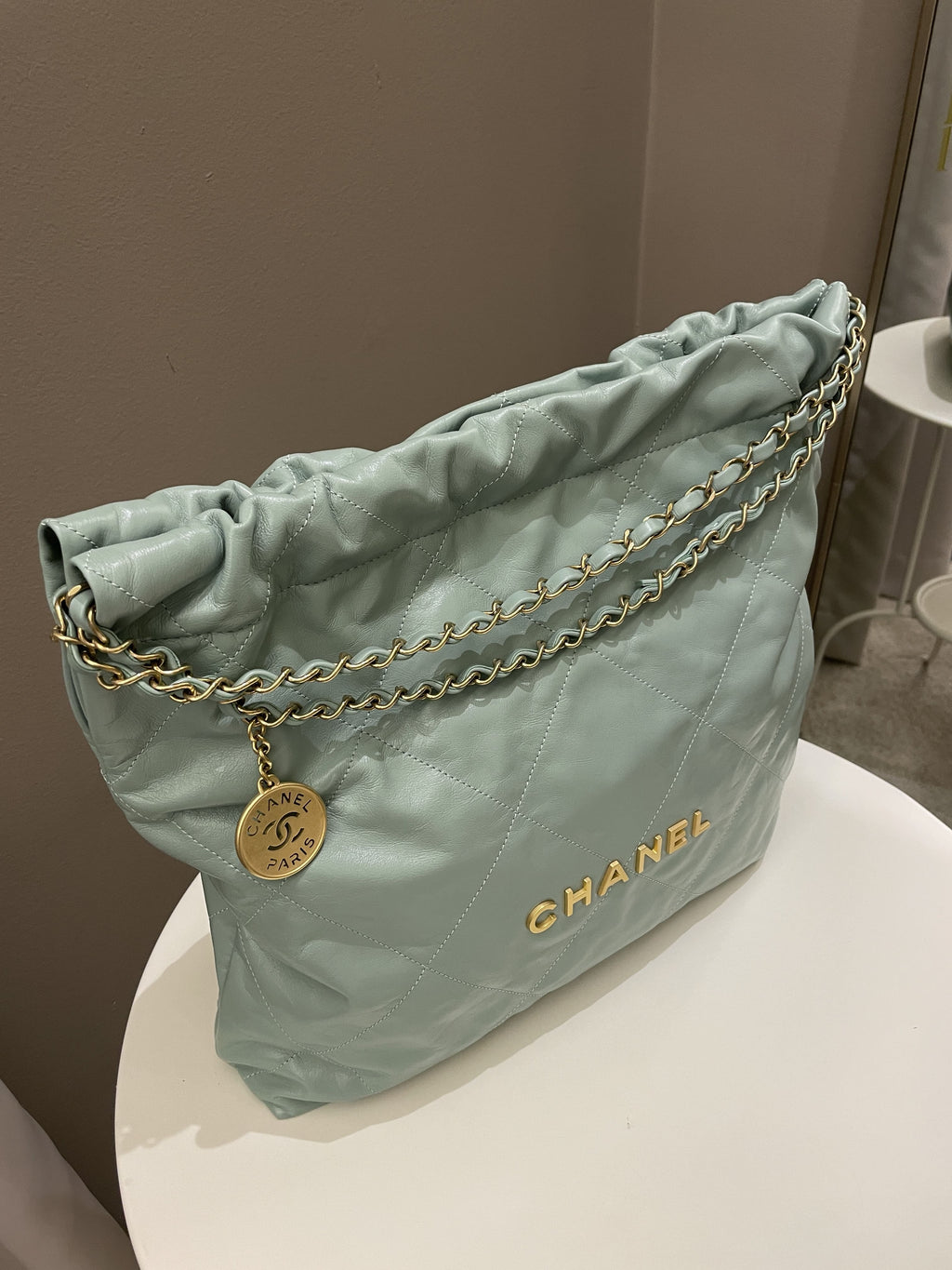 Chanel 22 Medium Tiffany Mint Calfskin