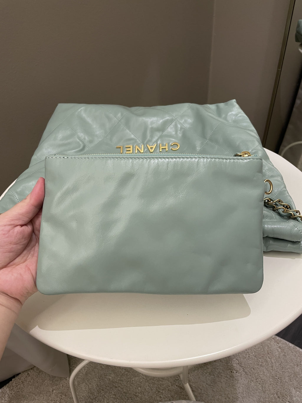 Chanel 22 Medium Tiffany Mint Calfskin