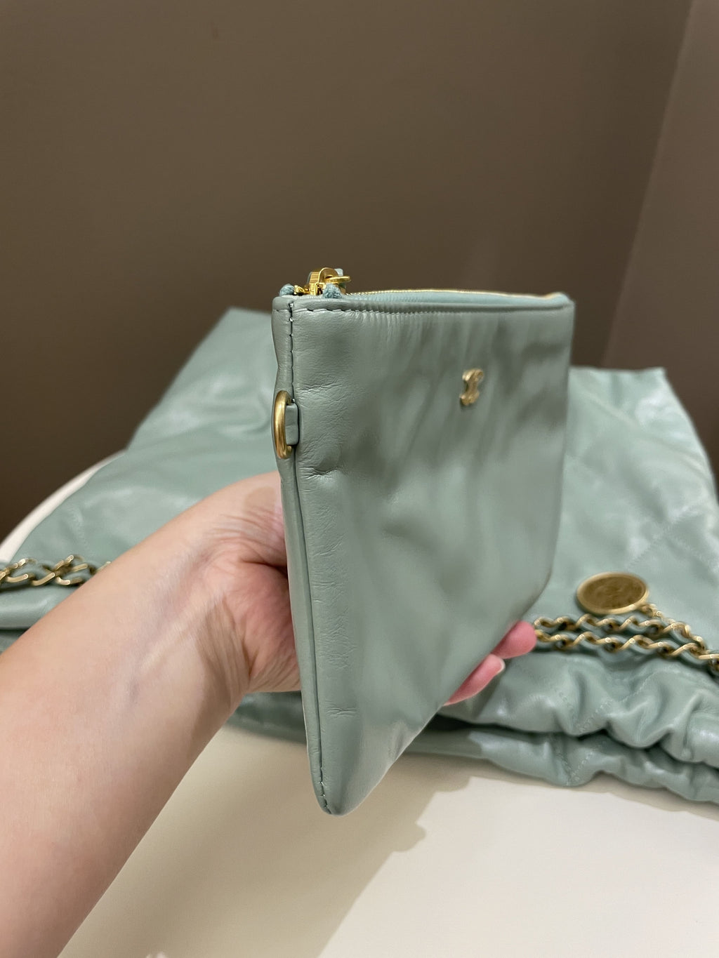 Chanel 22 Medium Tiffany Mint Calfskin