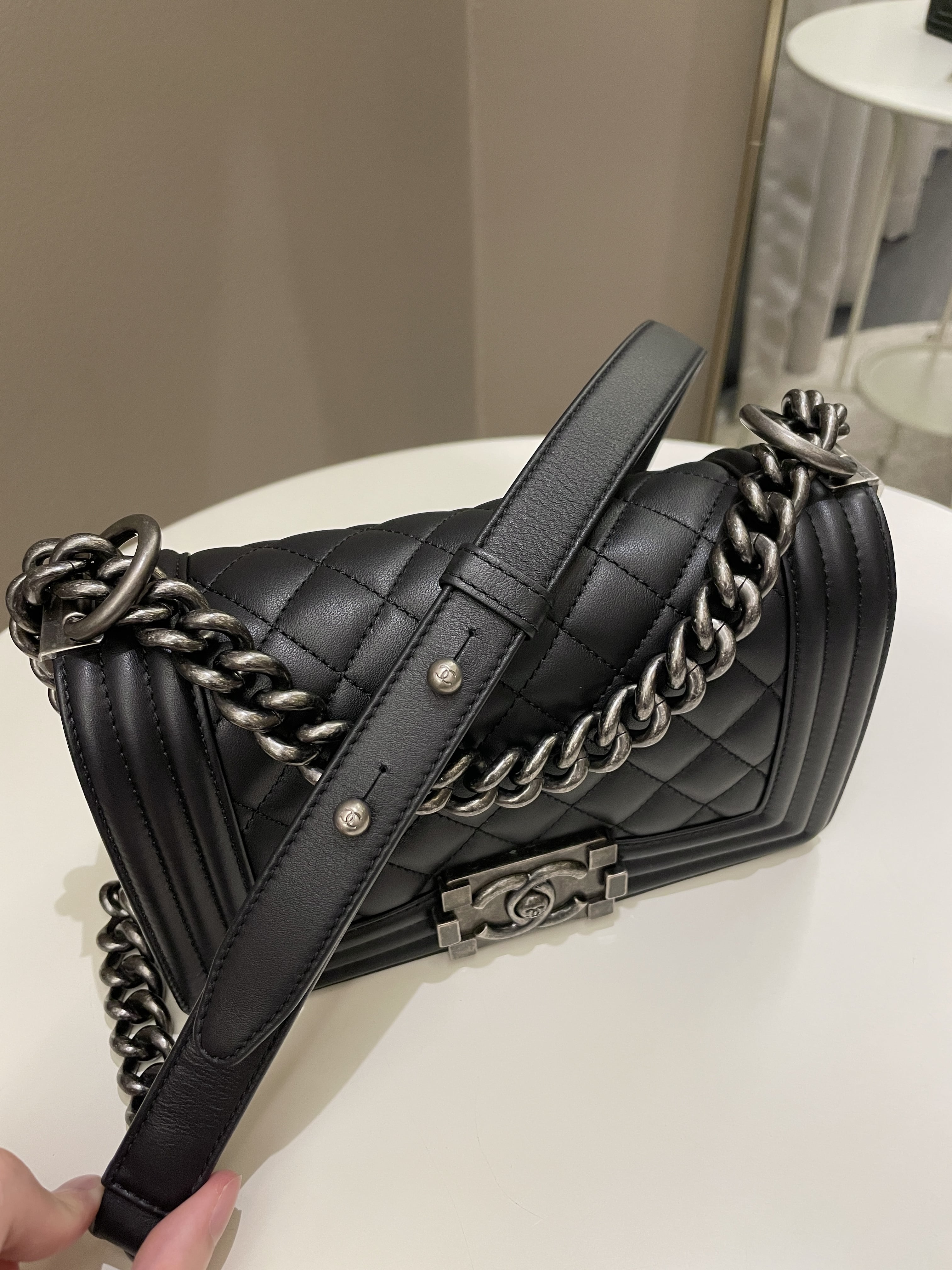 Chanel Quilted Small Boy Black Calfskin