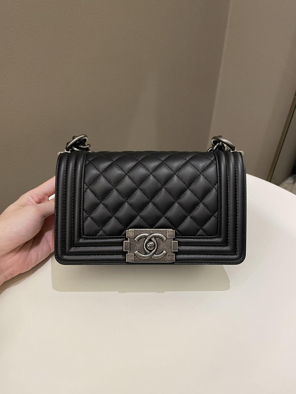 Chanel Quilted Small Boy Black Calfskin