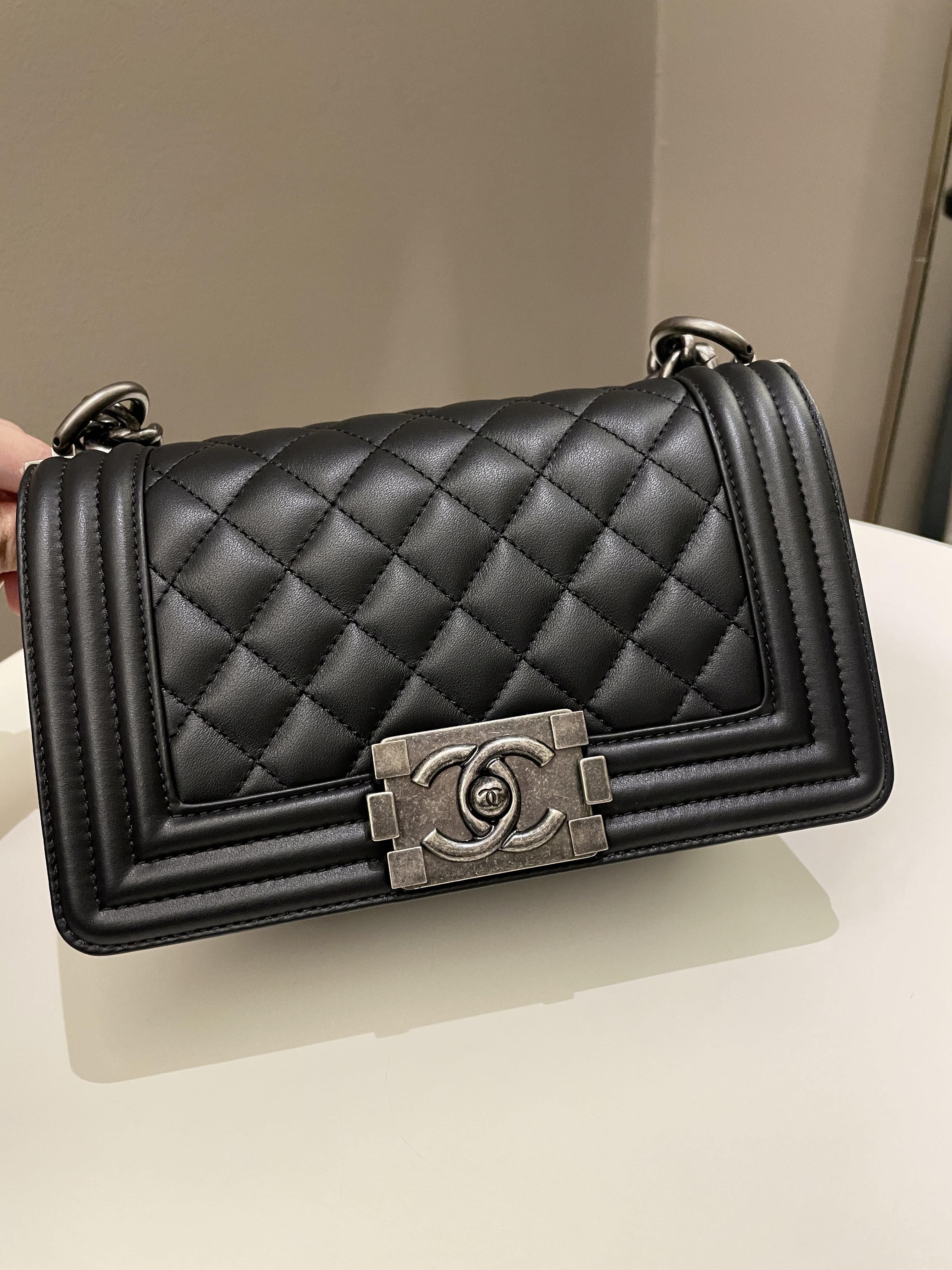 Chanel Quilted Small Boy Black Calfskin