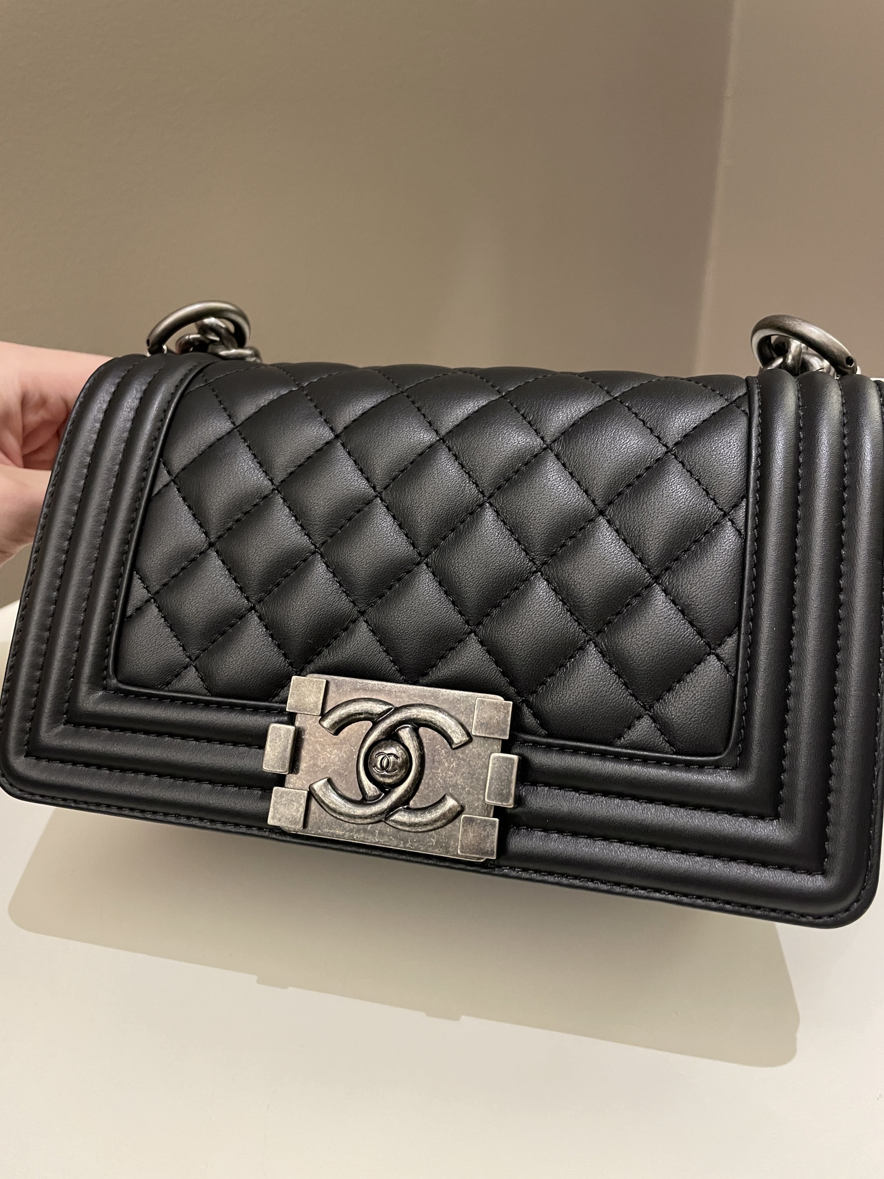 Chanel Quilted Small Boy Black Calfskin